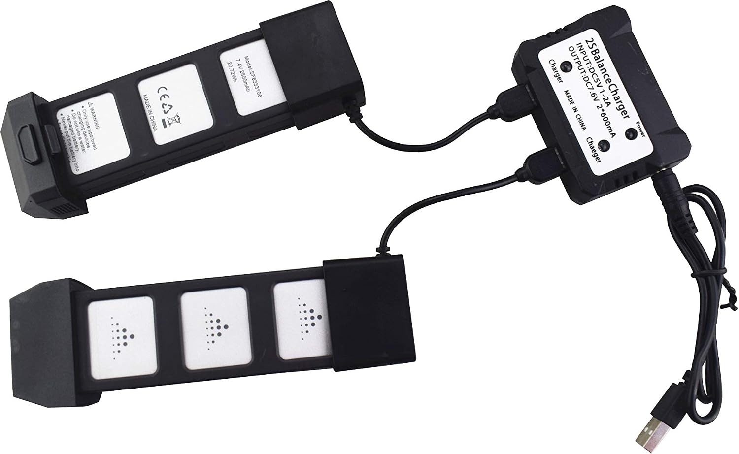 sea jump Accessories 2PCS 7.4V 2800mah Lithium Battery with 2in1 Charger for HS720 HS720E Folding Brushless Quadcopter Accessories