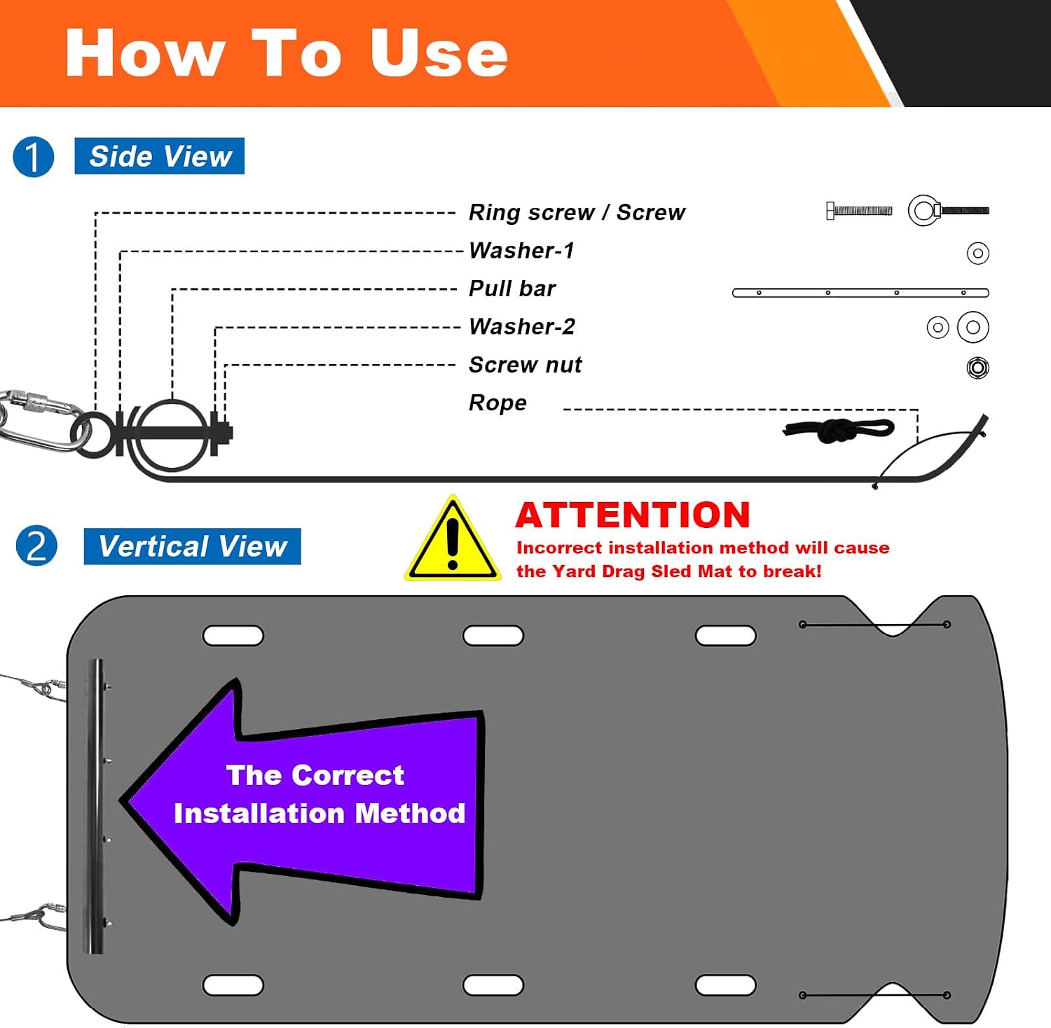 Bayattoo Heavy Duty Drag Sled Mat-Thickened Tear-Resistant HDPE with Pull Cables, Portable Yard, Hunting & Construction Hauler