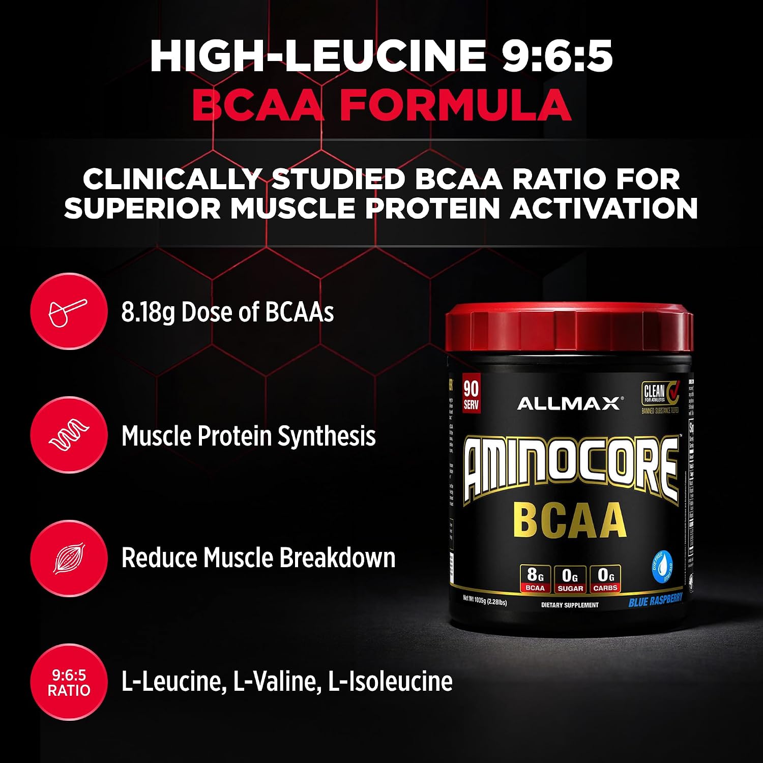 ALLMAX AMINOCORE BCAA Powder, Watermelon, 90 Servings, 1035 g