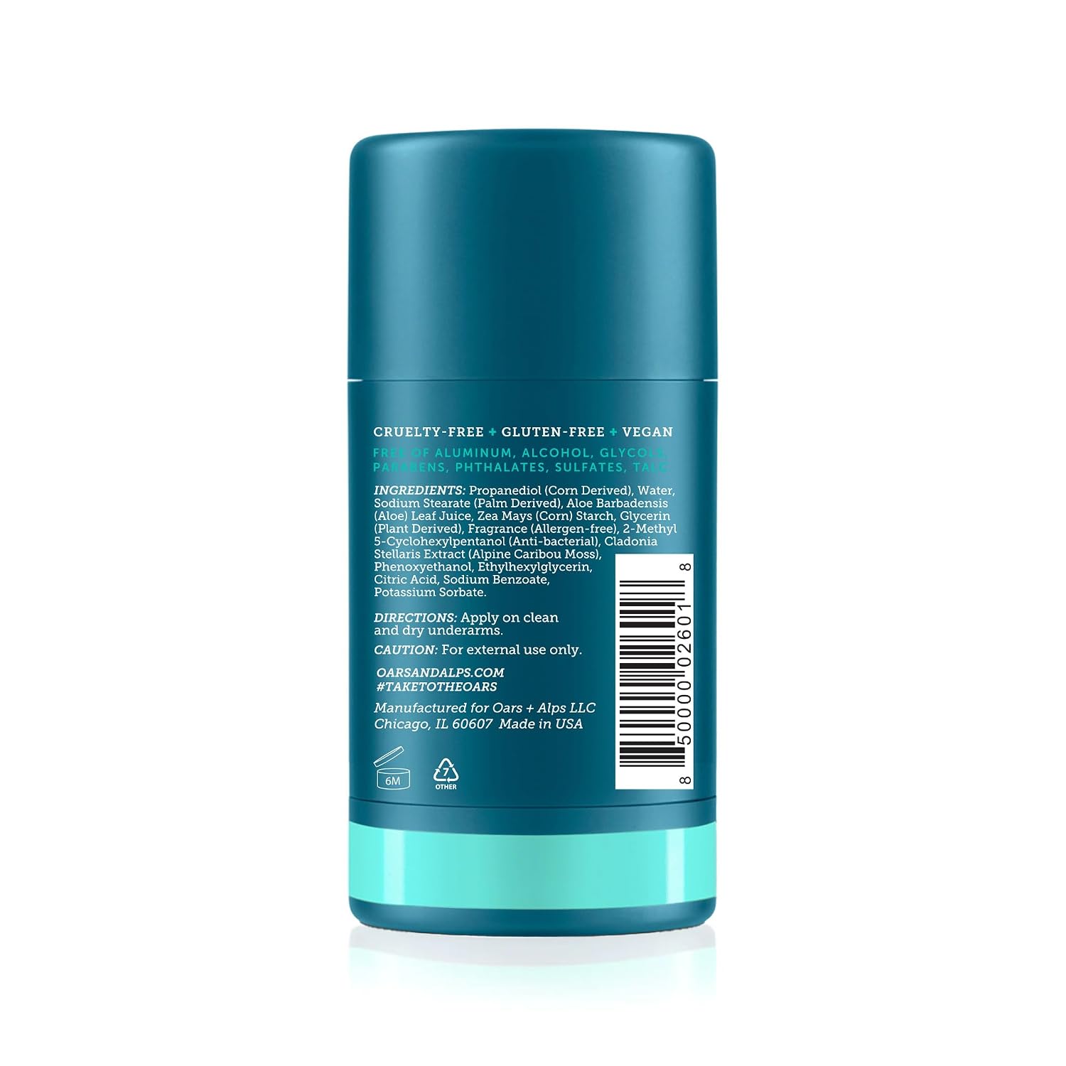 Oars + Alps Aluminum Free Men's Deodorant, Clear + No Residue, 2pk, 2.6oz