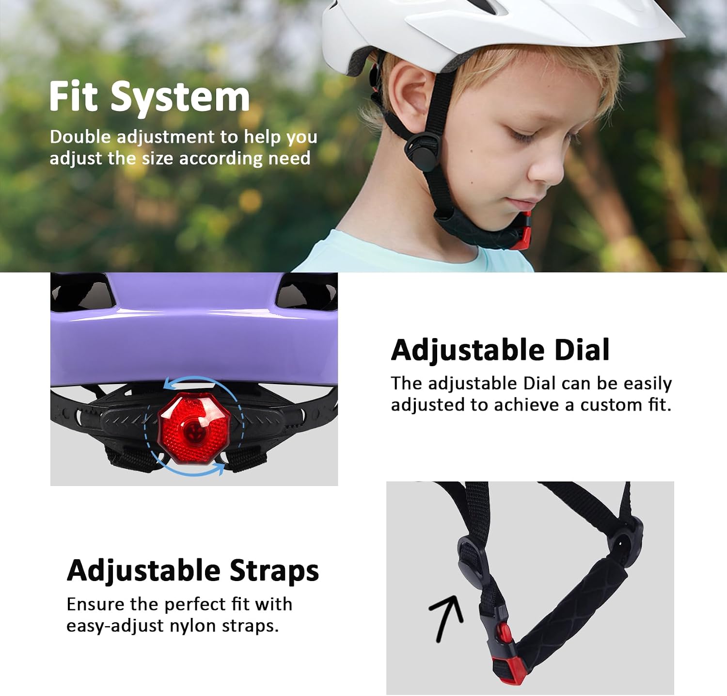 Kids Bike Helmet, Toddler Youth Helmet for Boys Girls, Ages 3-5, 5-8, 8-14