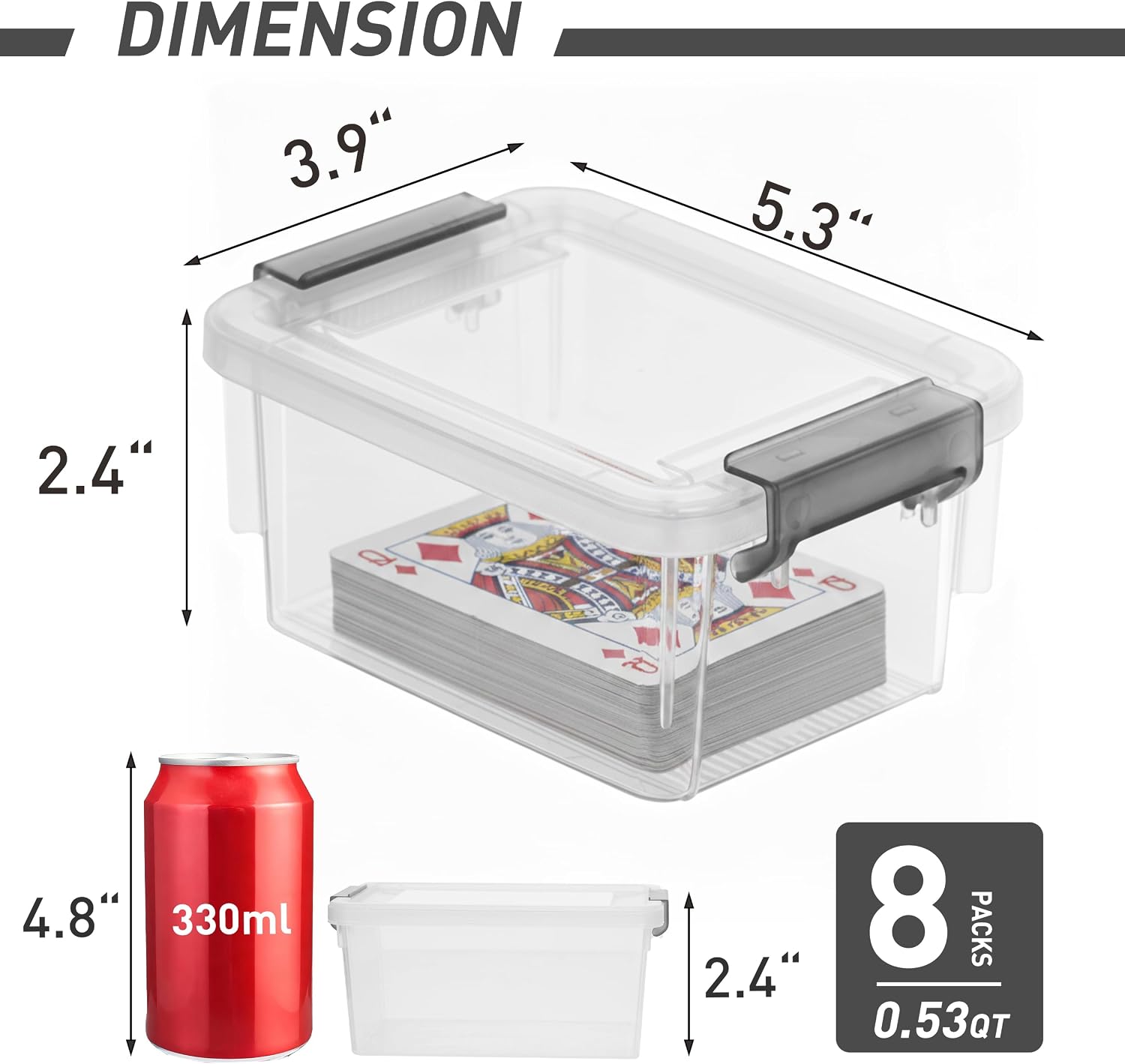 Citylife 10Packs 1.3Qt Small Storage Bins with Lids,Stackable Clear
