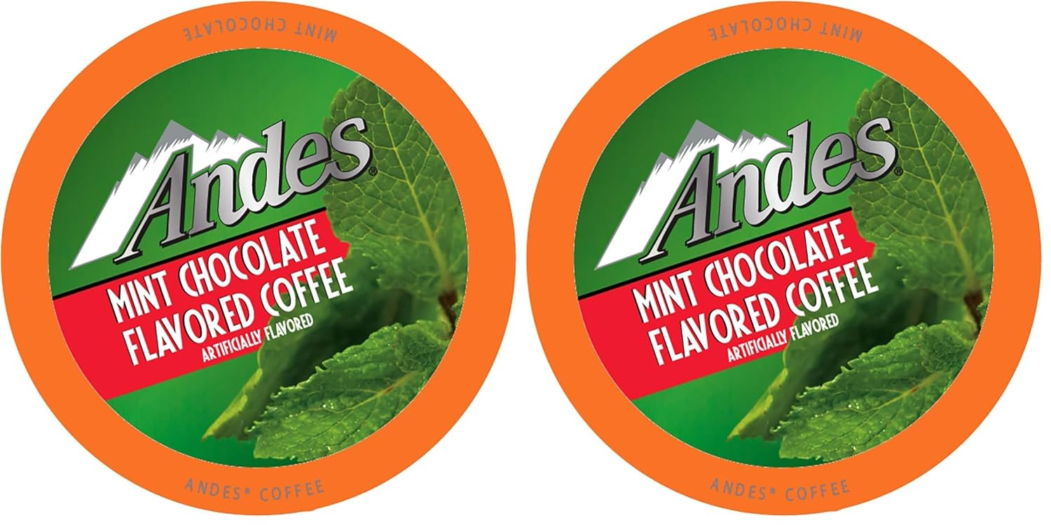 Andes Mints Chocolate Mint Flavored Coffee Pods, Compatible with K Cup Brewing Machines Including 2.0, Single Serve Peppermint Flavor Enhanced, 40 Count