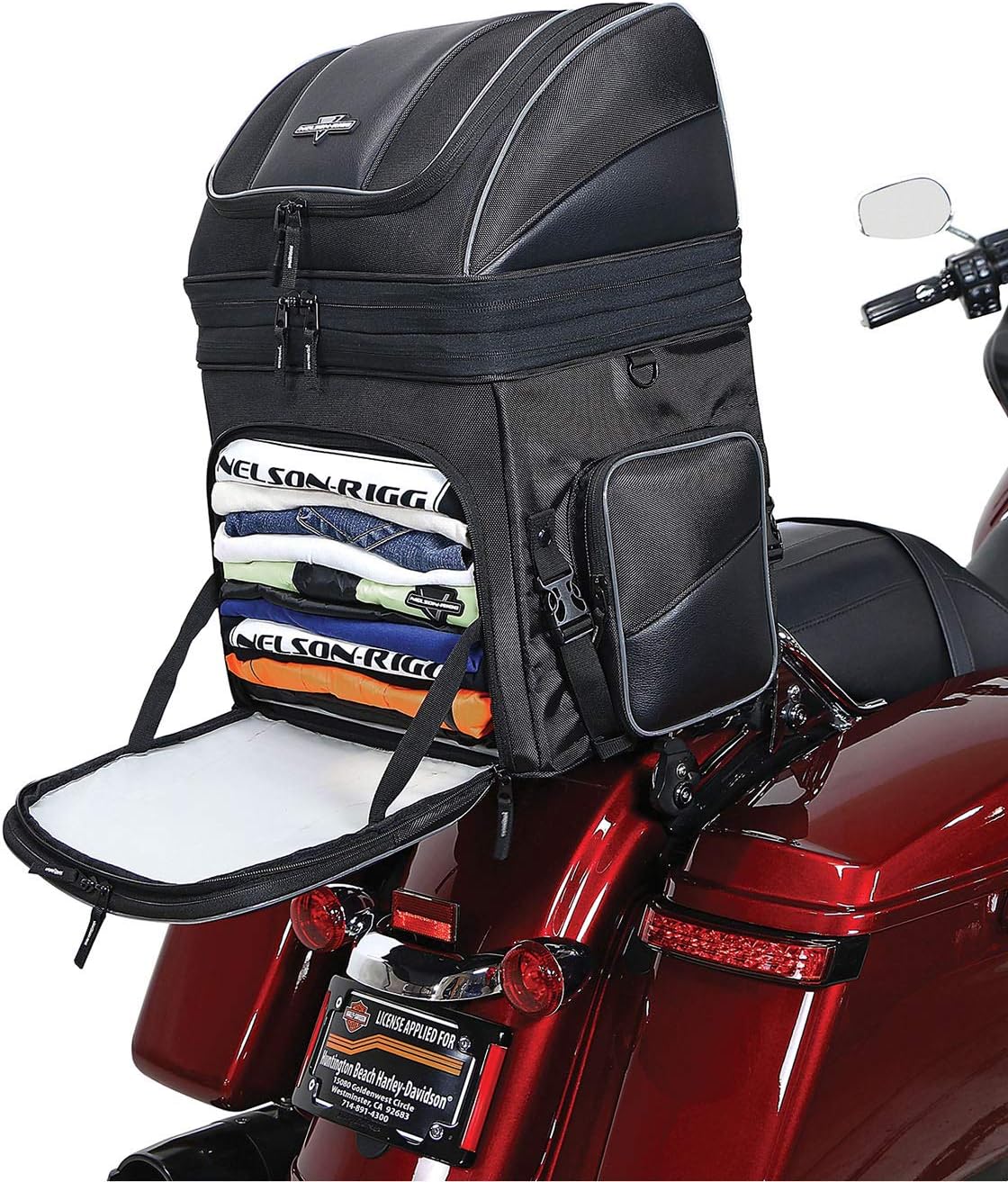Nelson Rigg Route 1 Destination Backrest/Sissy Bar Rack Bag; Fits Harley Davidson, Indian, Yamaha & Suzuki Motorcycles