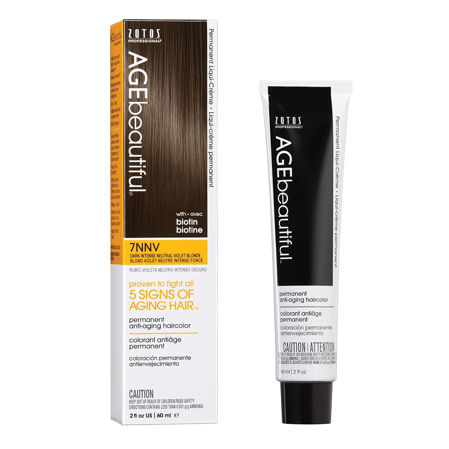 AGE beautiful Permanent Hair Color Cream, 100% Gray Coverage Hair Dye with Biotin Anti-Aging Formula for Fuller, Thicker Hair, Professional Salon Quality