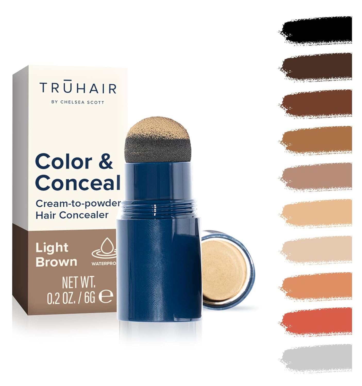 TRUHAIR Color & Conceal Waterproof Root Touch Up Hair Color for Gray Hair Coverage - Instant Root Cover Up Hair Powder for Women & Men - Bald Spot