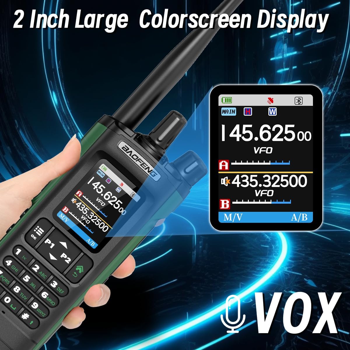 BAOFENG UV-32 Radio Ham Radio Handheld 10W Long Range Rechargeable NOAA Weather Receiver 5RM K5 Tactical Two Way Radio Walkie Talkie for Adults with