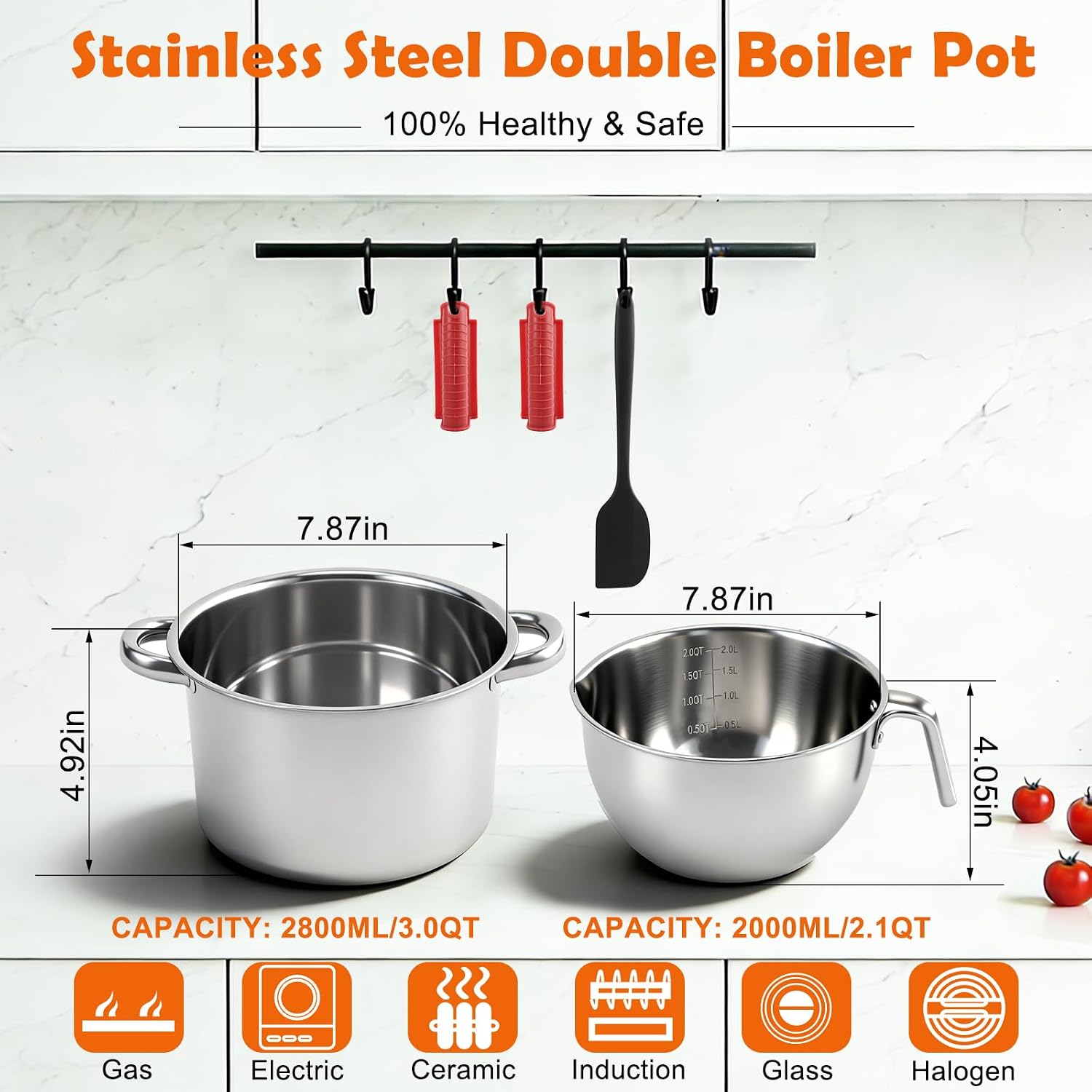 Stainless Steel Double Boiler Melting Pot, Double Boilers for Stove Top