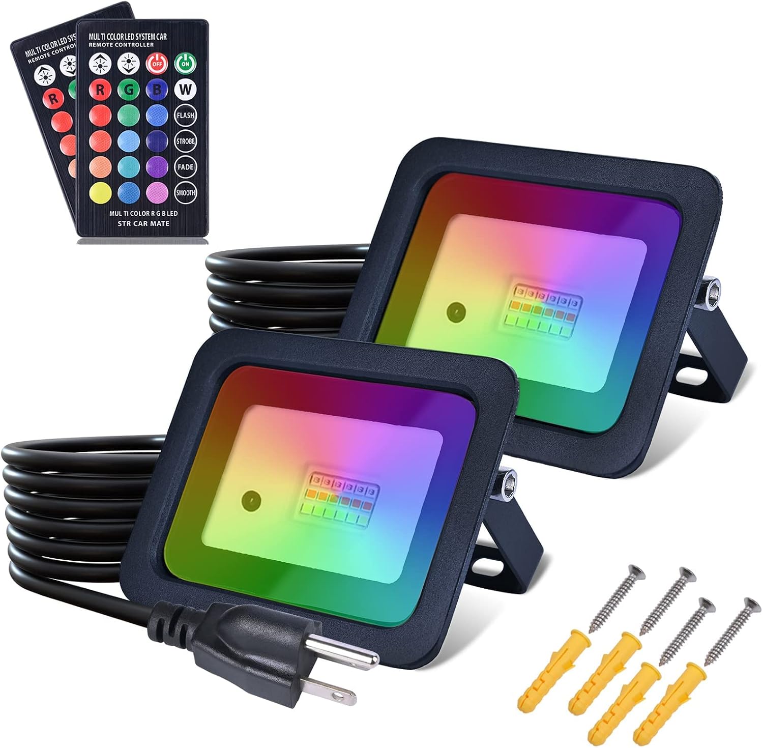 MIWAT 20W 2Pack LED Flood Light, White LED Work Light with Plug