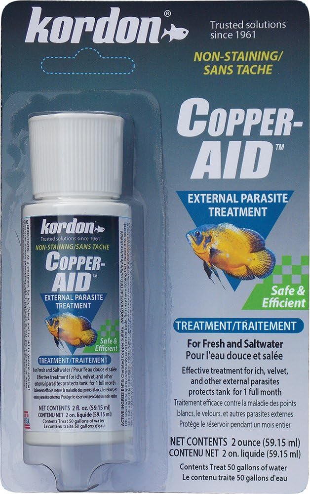 Kordon Copper-AID External Parasite Treatment for Aquarium Fish – Cures Ich, Velvet, and Parasites on Freshwater and Saltwater Fish, 2-Ounces