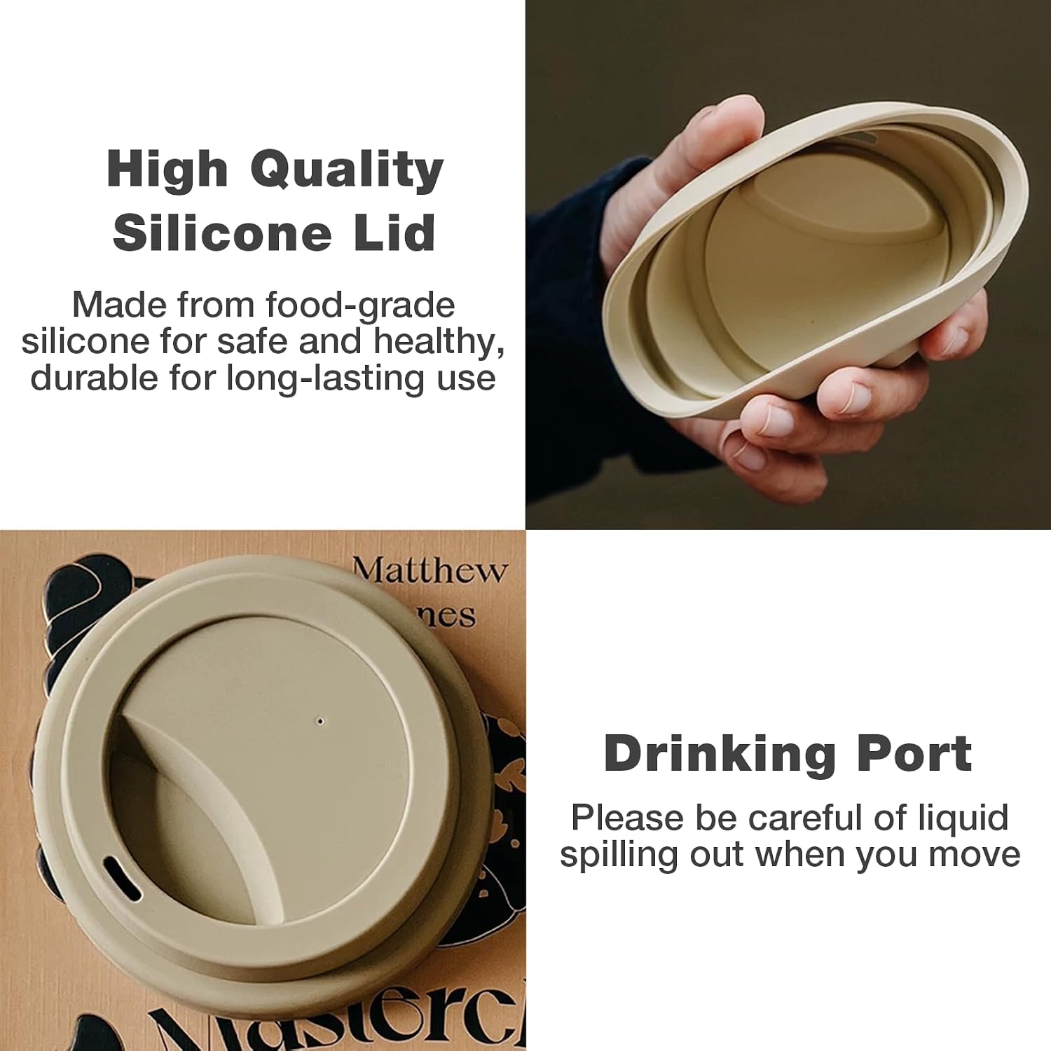 Gencywe Ceramic Travel Mugs with Silicone Lids, 15 oz Portable Coffee Mug Travel Unique To Go Mug, Reusable Coffee Cups with Non-Slip Sleeve