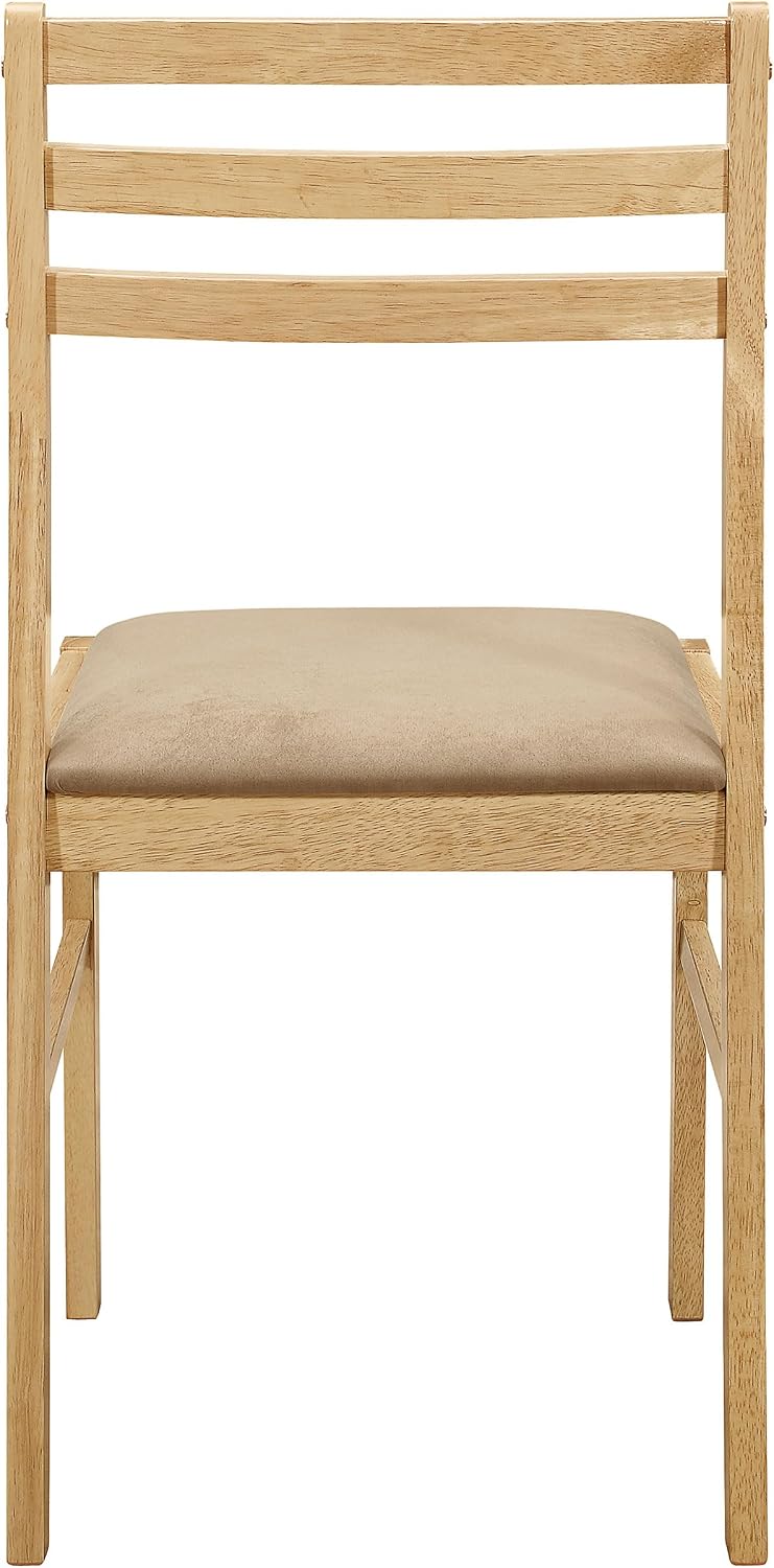 Coaster Home Furnishings 3-Piece Round Wood Dining Room Set Drop Leaf Extension Table Ladder Back Side Chairs Upholstered Seat Cushions Beige and