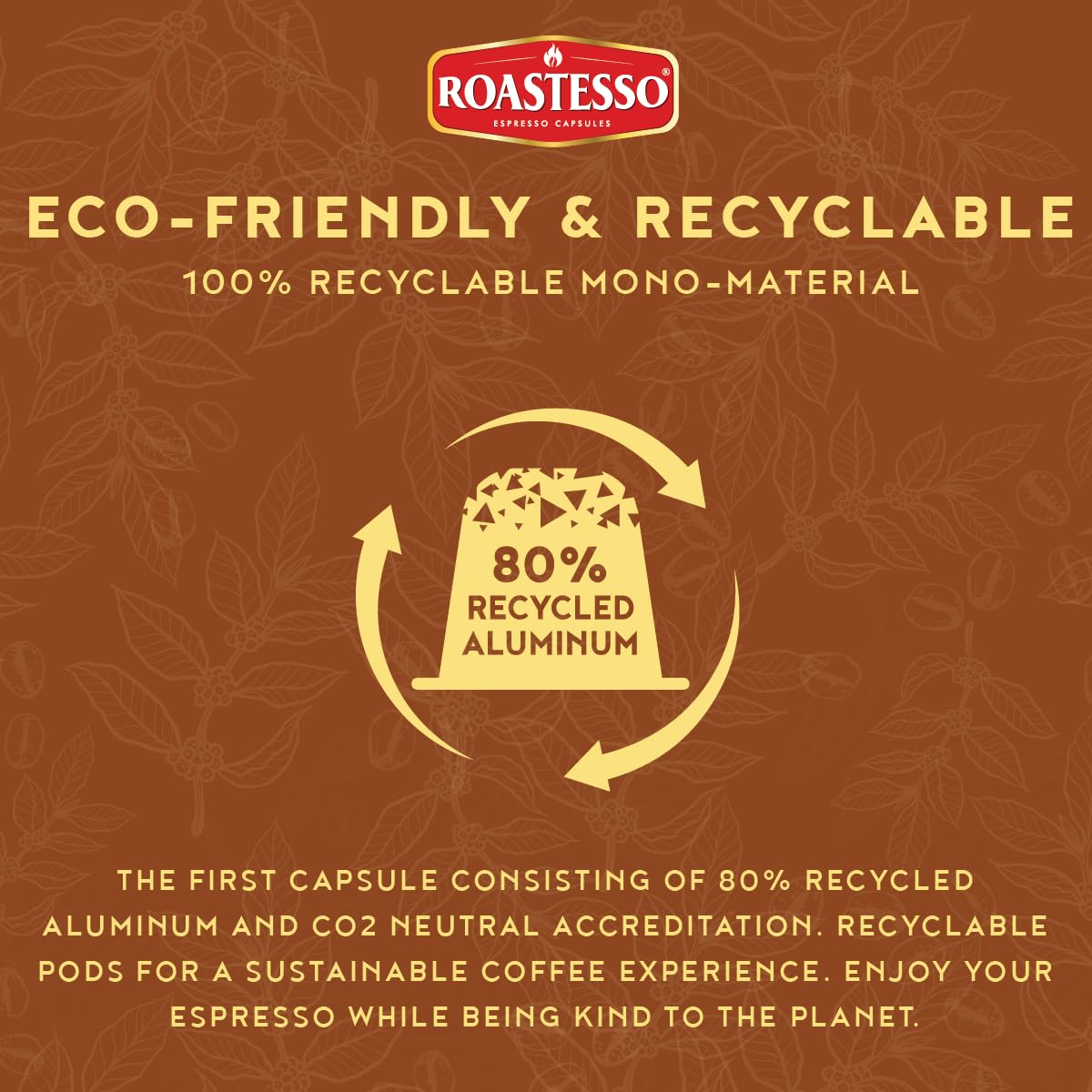 Roastesso, Aluminum Espresso Capsules, Flavors Variety Pack, Natural Flavored Coffee Pods with French Vanilla, Caramel, Chocolate & Hazelnut