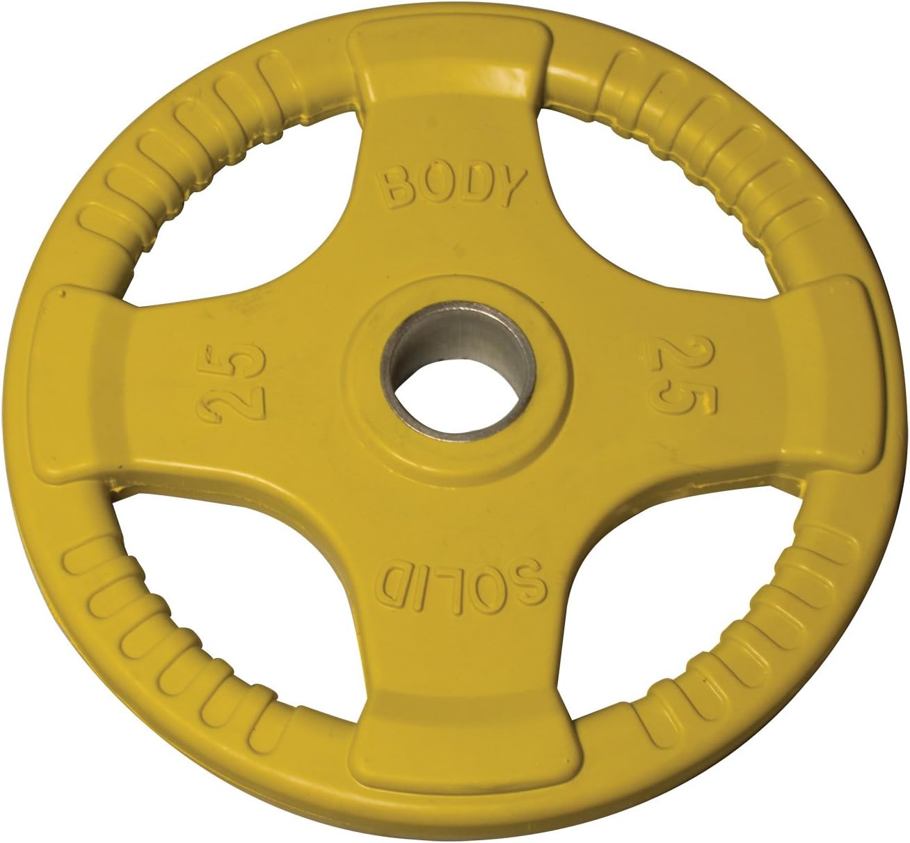 Body-Solid Quad Grip Design Rubber Plate - Olympic Weight Plates with Rubber Coating for Weight Lifting and Strength Training