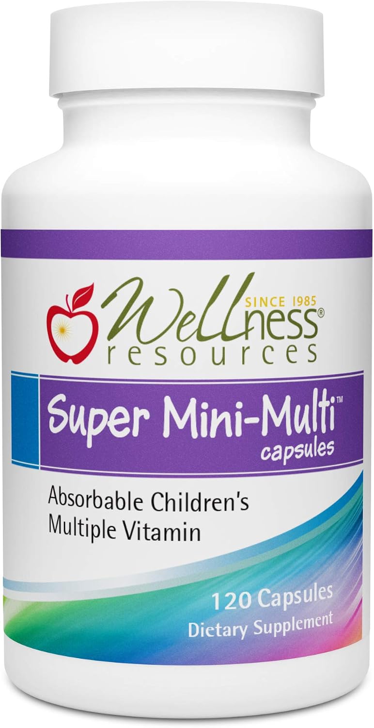 Super Mini-Multi - Children's Multivitamin Swallowable Capsules with Methyl Folate, Methyl B12 and Coenzyme B Vitamins for Growth, Focus