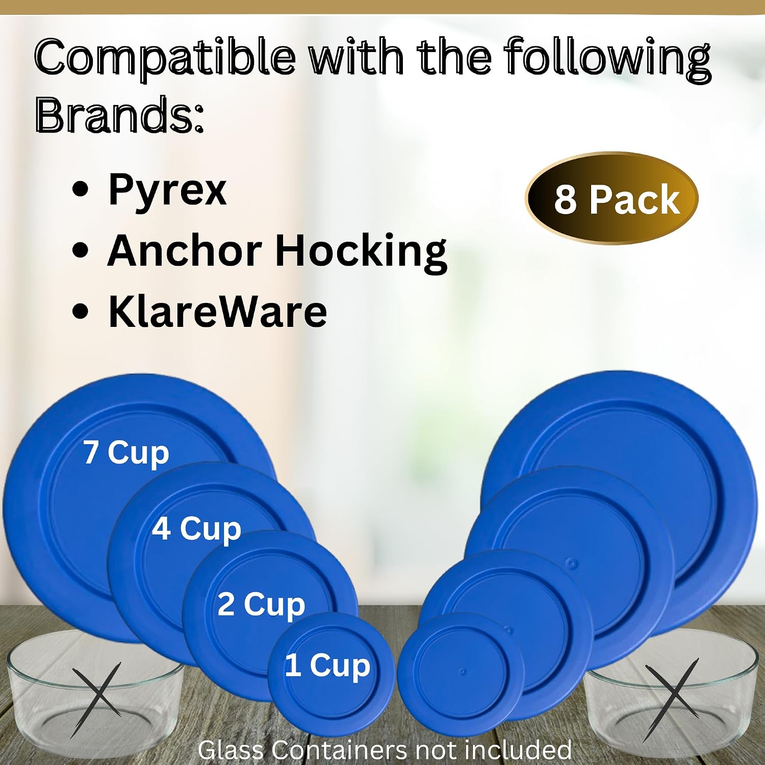 1, 2, 4 & 7 Cup Green, Orange, Blue, Red Replacement Lids/Covers for Pyrex