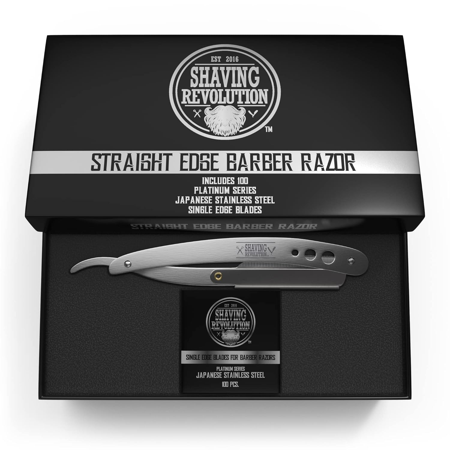 Shaving Revolution Straight Edge Barber Razor - Includes 100 Blades