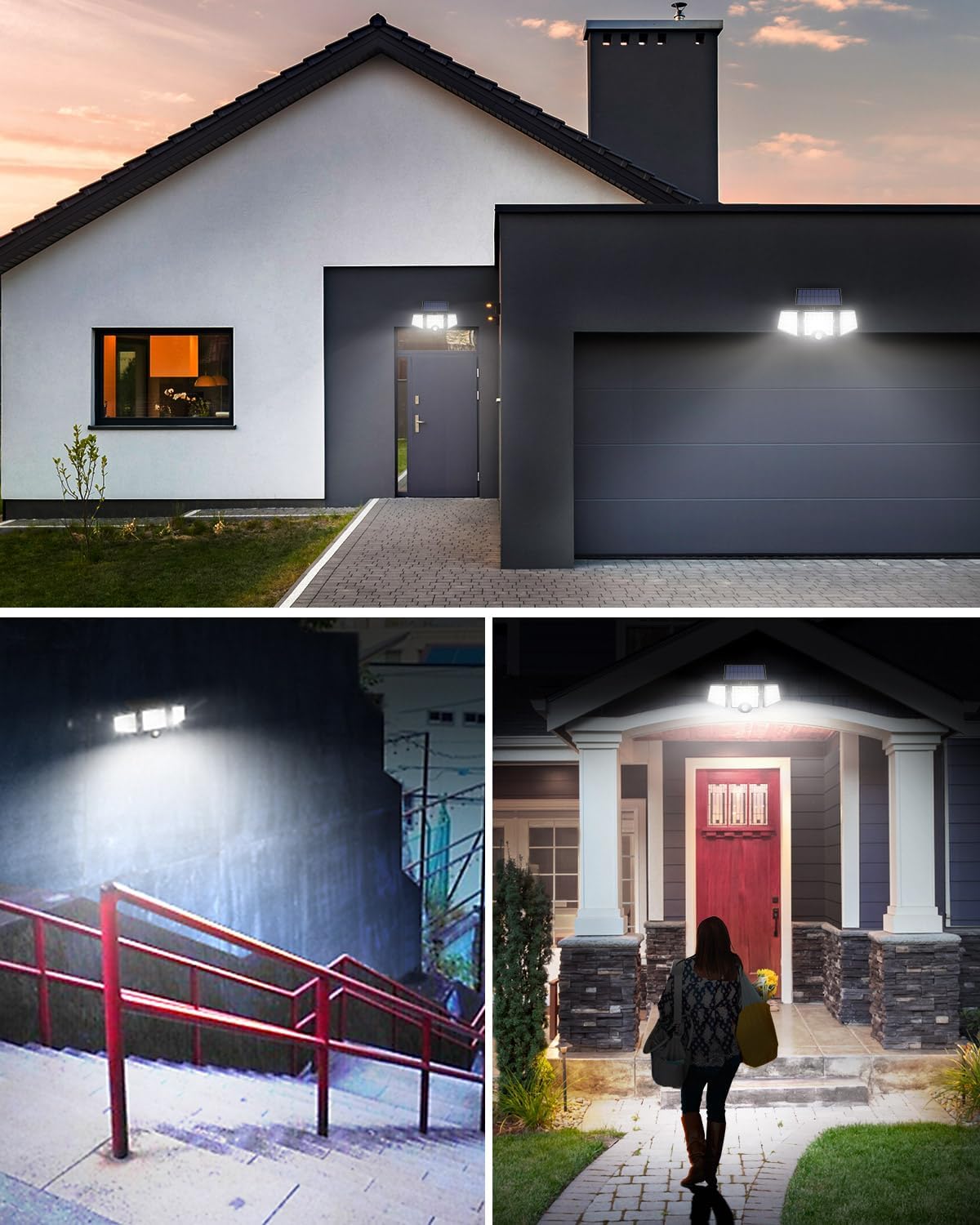 LE Solar Lights for Outside, Solar Lights Outdoor with Motion Sensor, WL4000 High Brightness, 3 Adjustable Heads 270° Wide Lighting Angle