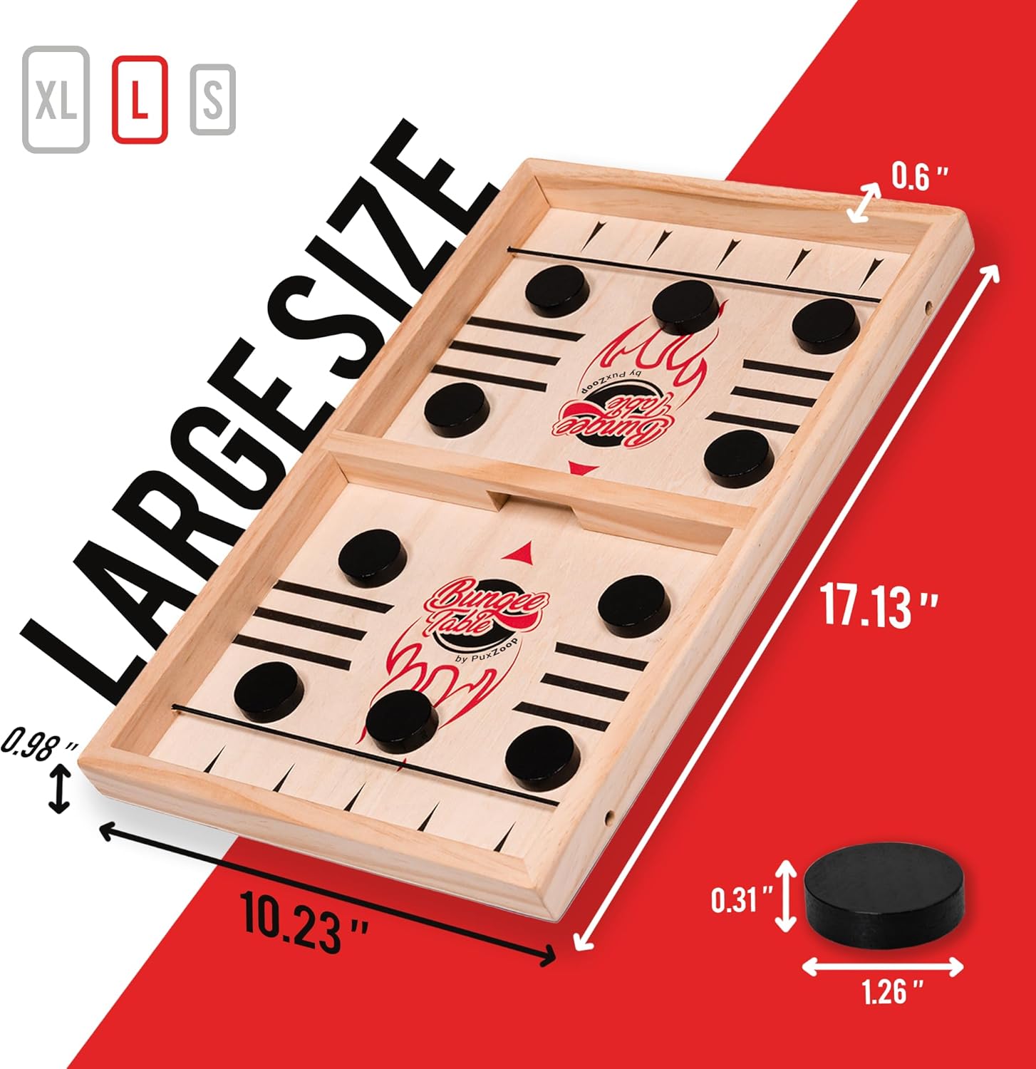 Fast Sling Puck Game - Test Your Speed and Accuracy with This Fast-Paced Wooden Air Hockey Board Game - Guaranteed Fun for Family Night or Friends