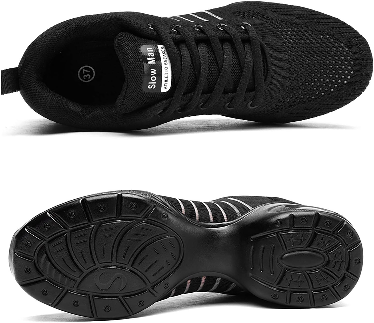 Slow Man Women's Jazz Shoes Lace-up Sneakers - Breathable Air Cushion Lady Split Sole Athletic Walking Dance Shoes Platform