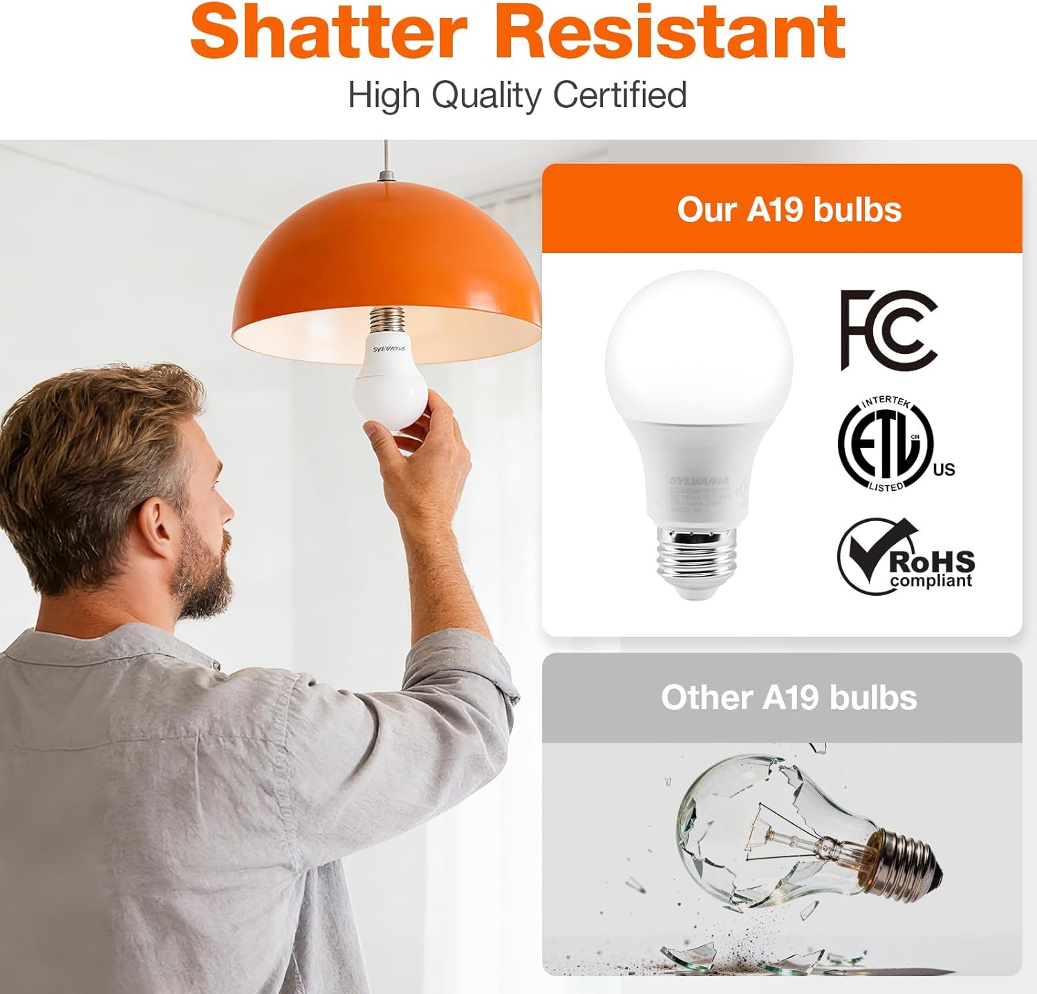 Sylvania ECO LED Light Bulb, A19, 100W Equivalent, Efficient 14.5W, 7 Year, 1450 Lumens, Frosted, 5000K, Daylight - 6 Pack (40884)