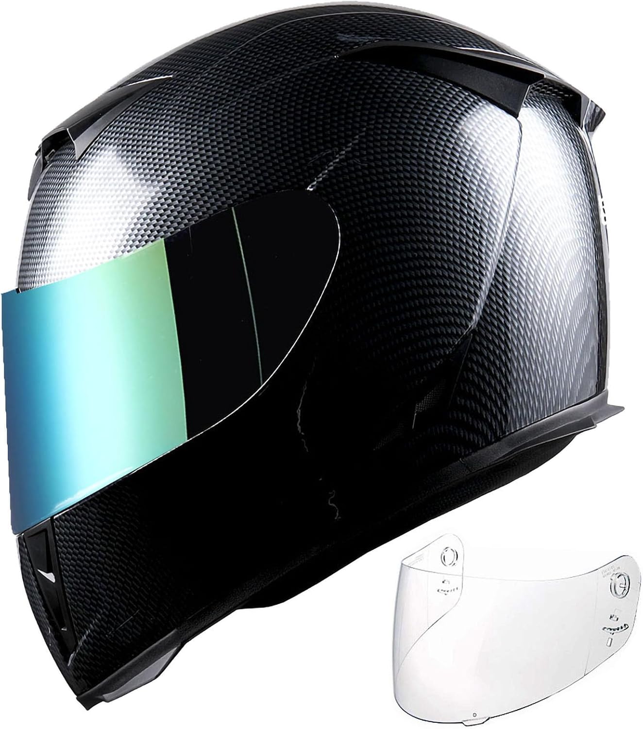 1Storm Motorcycle Full Face Helmet Skull King Matt Black + One Extra Clear Shield: HJK311