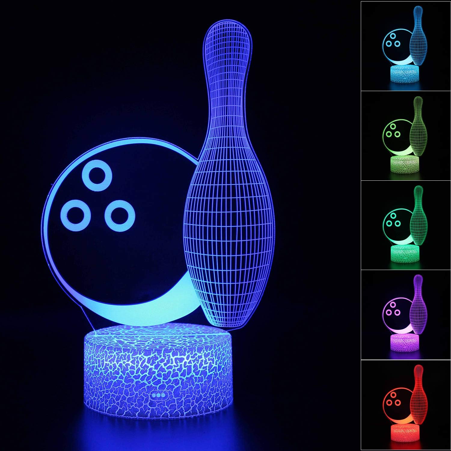 Volleyball 3D Illusion Night Light,16 Colors Changing Touch Switch & Remote Control,Acrylic Flat & ABS White Crack Base &USB Cable Table Lamp