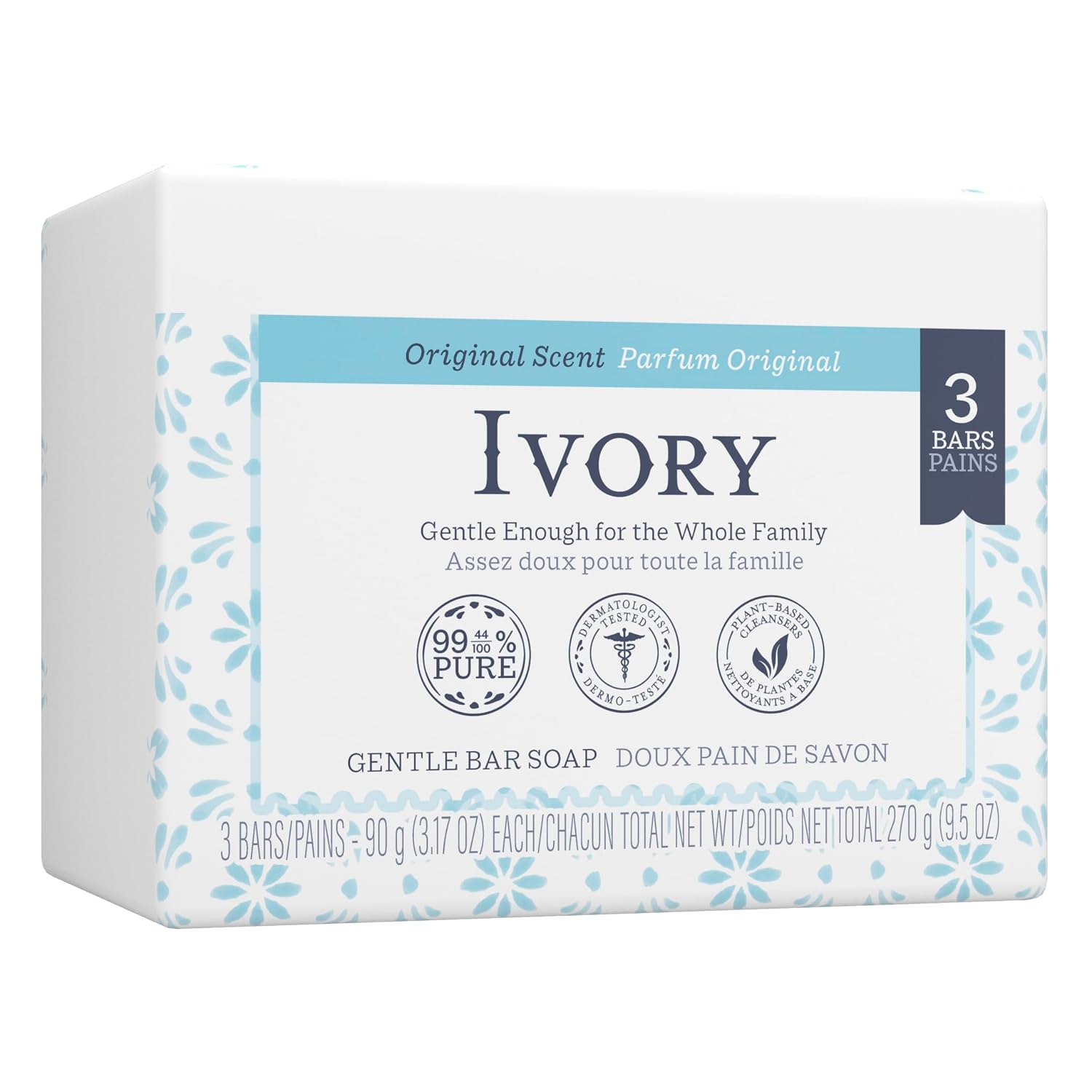 Ivory Simply Ivory Bath Bar for Unisex, 3 Count