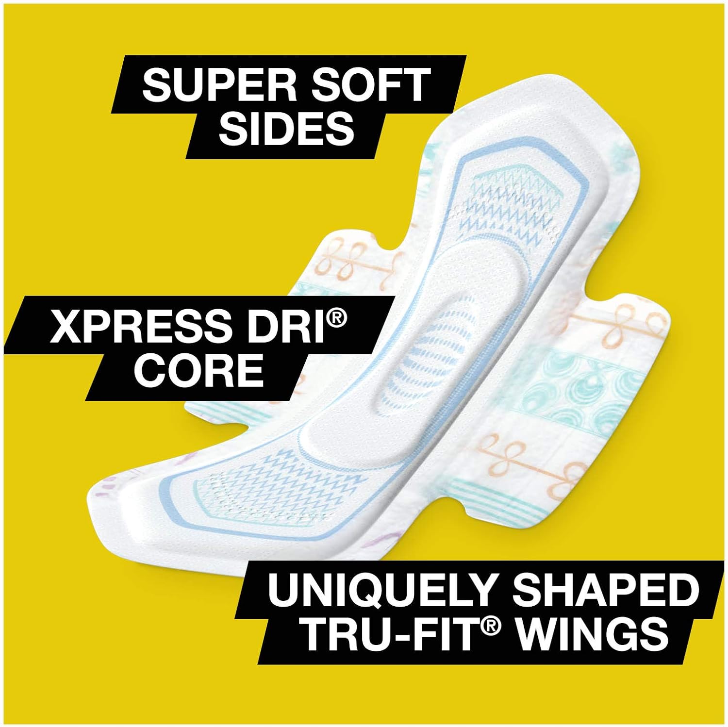 U by Kotex CleanWear Ultra Thin Feminine Pads with Wings, Regular, Fragrance-Free, 50 Count