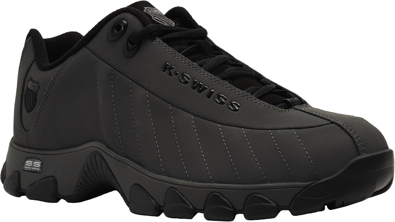 K-Swiss Men's ST329 CMF Sneaker, Wide Tennis Walking Shoes Leather Upper | Court Inspired, Tennis Heritage, Comfort Soft Cushioning, Arch Support, Wide Feet Fit, Chunky Silhouette, Classic Style.