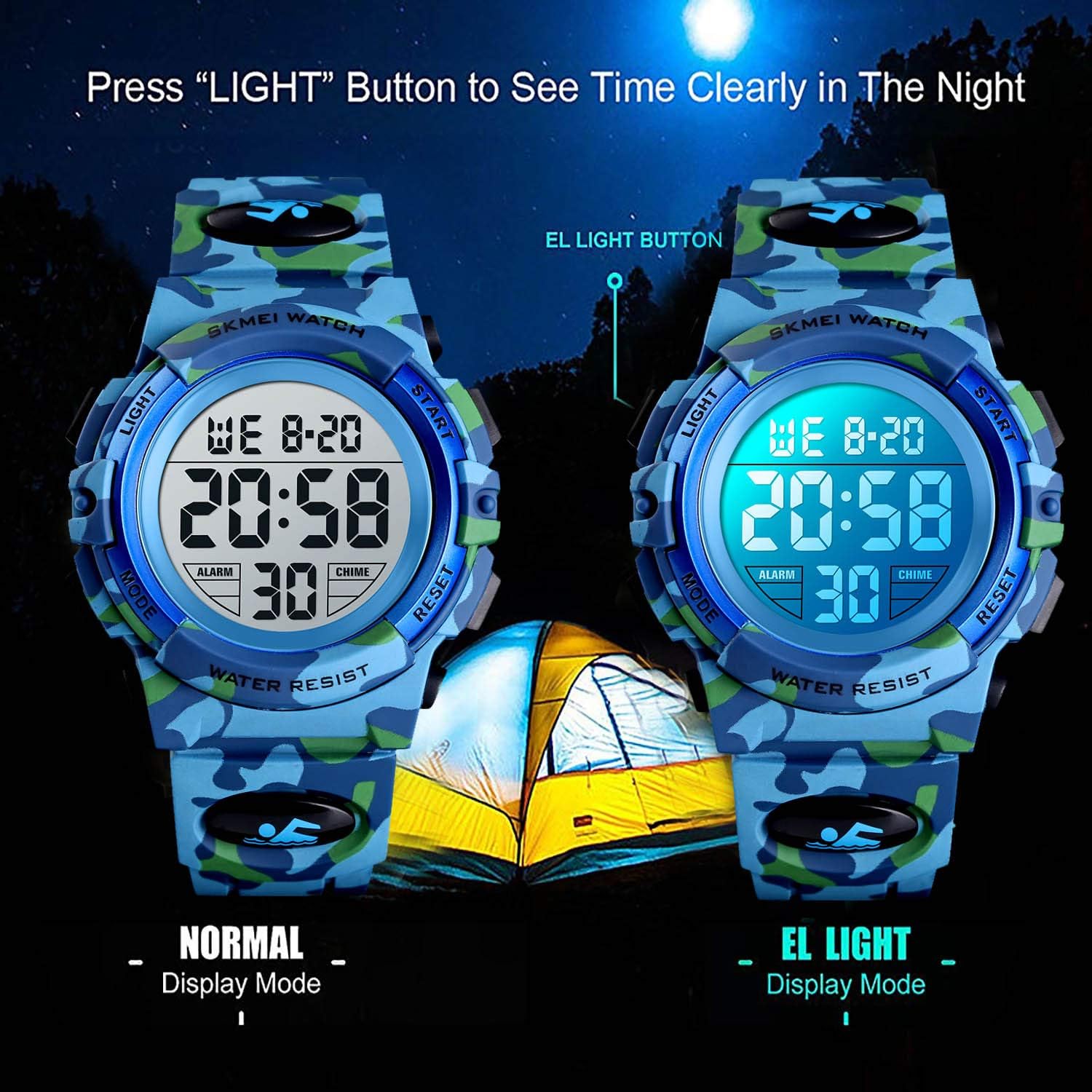 cofuo Kids Digital Watch for Boys Girls, Boys Watches Ages 3-17,Sport Outdoor Watch for Kid, 50M Waterproof Analog Multifunctional Chronograph LED Alarm Stopwatch Silicone Band, Kids Gift
