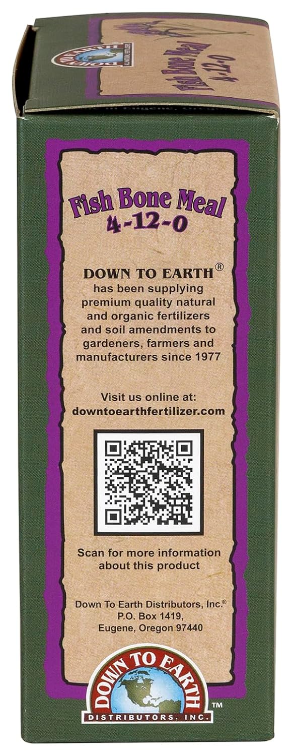 Down To Earth All Natural Fertilizers Organic Fish Bone Meal - 4-12-0, 1 lb | High Phosphorus Plant Food for Buds, Bulbs, Blooms, Flower Beds