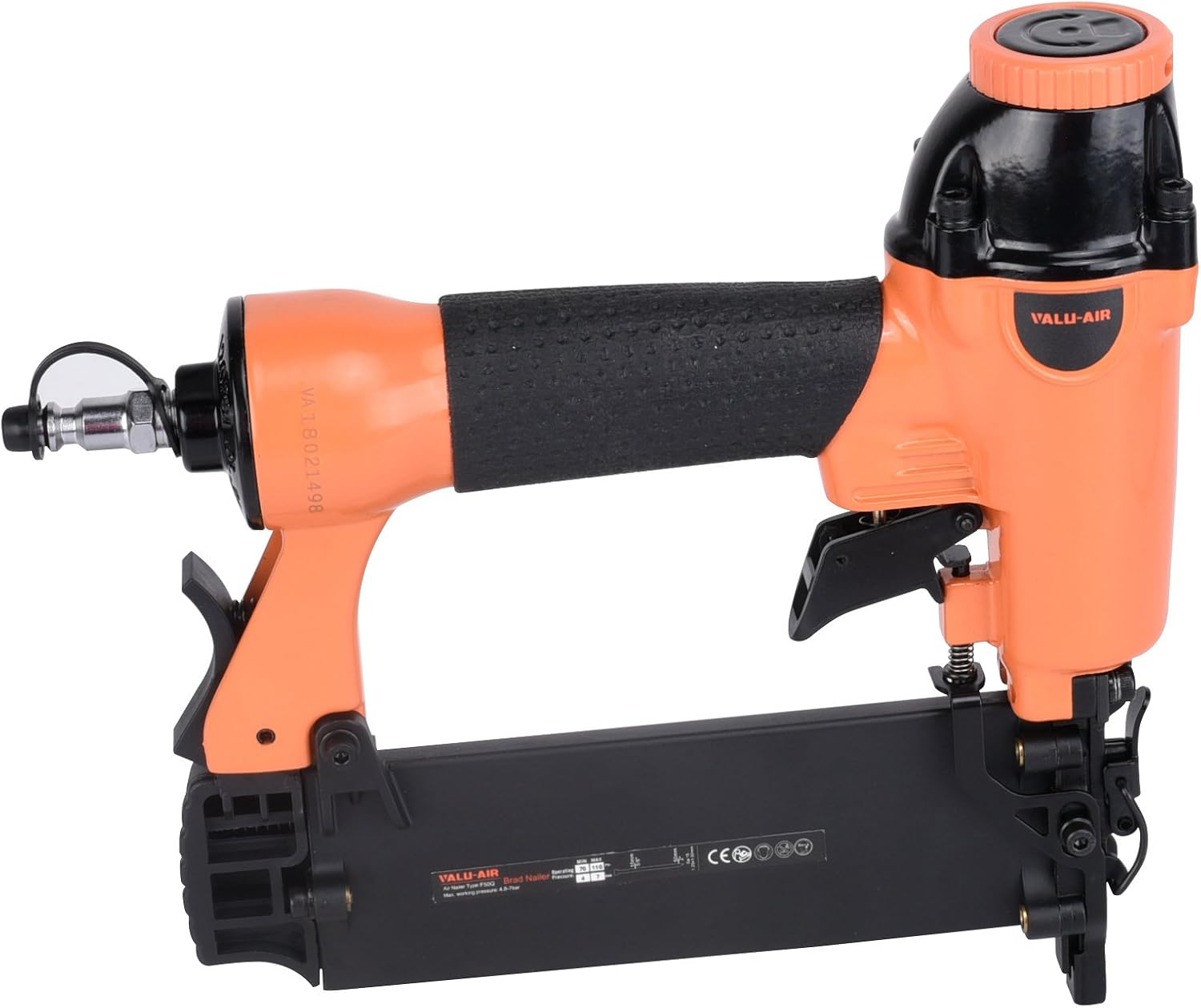 F50Q 18 Gauge Pneumatic Brad Nailer 3/8” to 2” for Cabinet, Trim, Baseboard, Chair Rail, and Finish Work (Needs An Air Compressor)