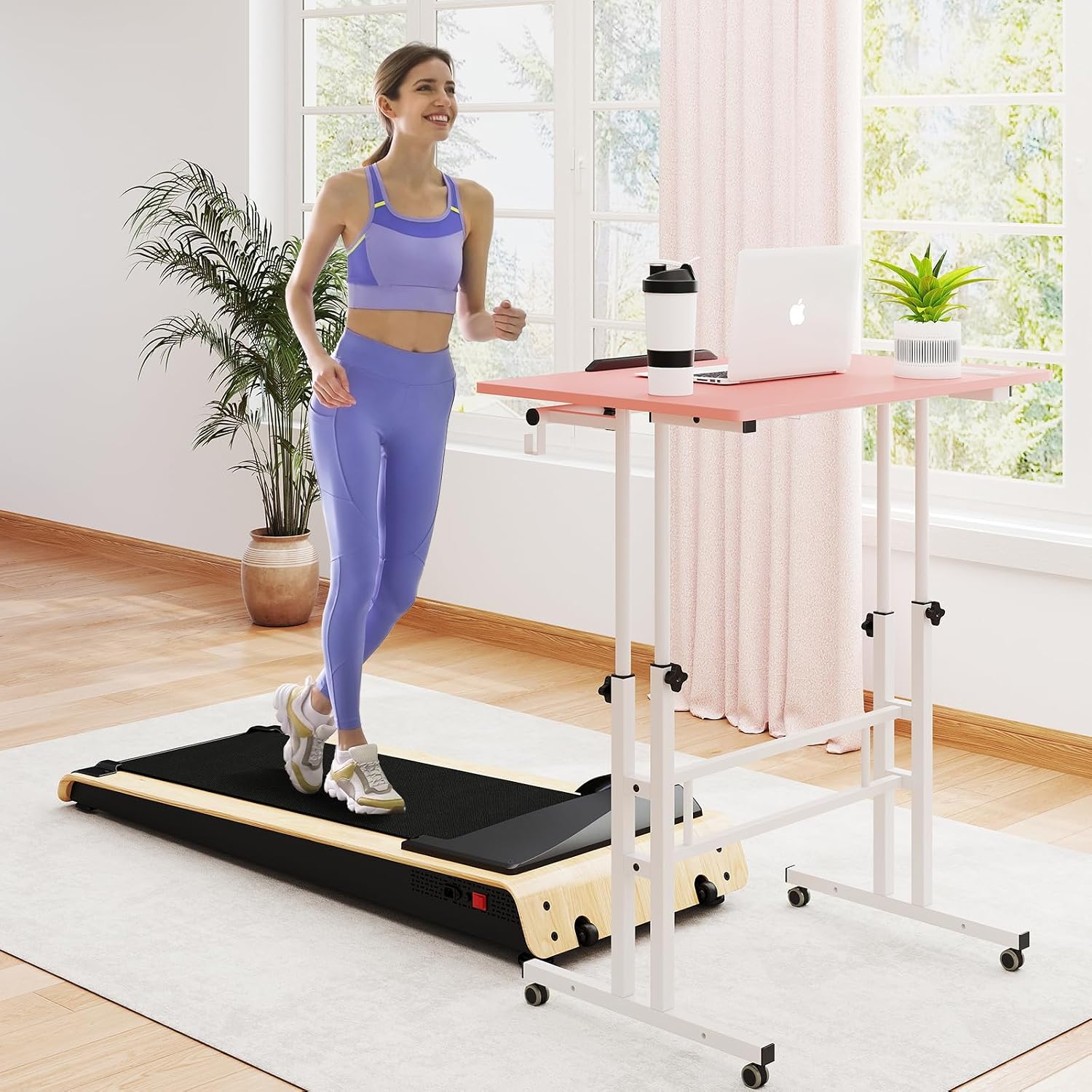 SIDUCAL Mobile Standing Desk, Portable Stand Up, Small Adjustable Converter with Wheels Home Office Workstation, Rolling Desk Laptop Cart for Standing or Sitting, Black