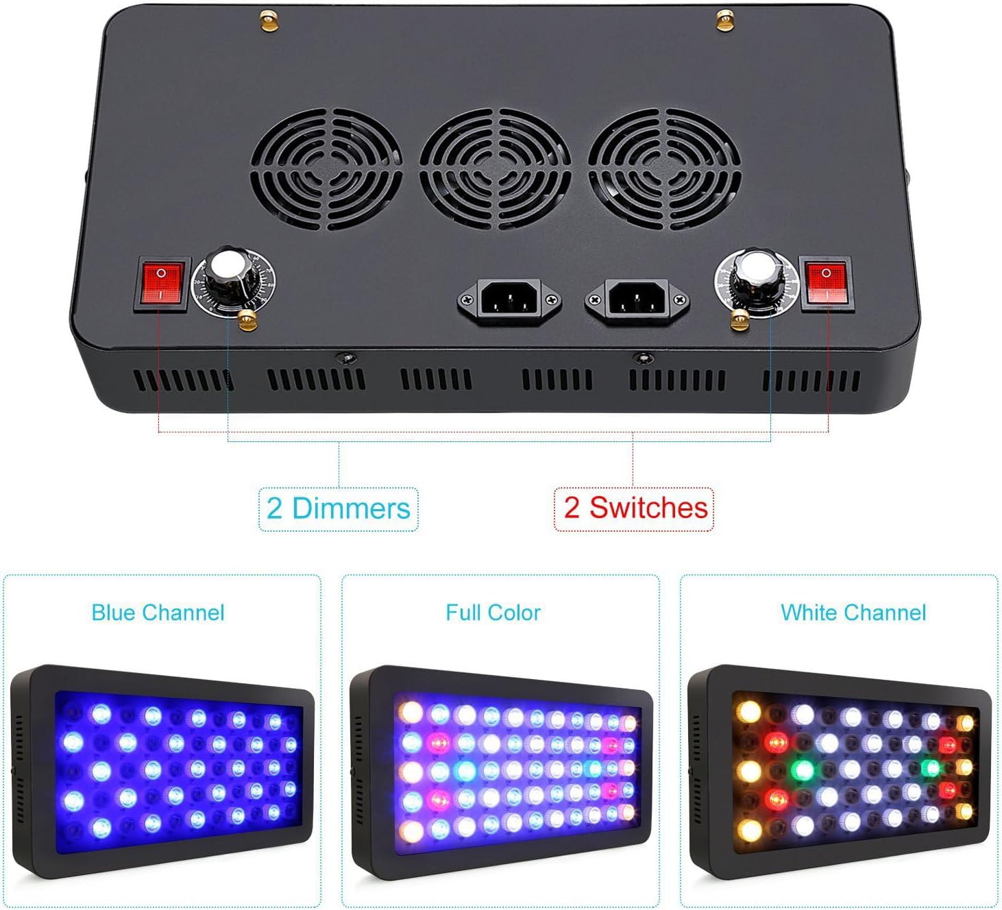 ARKNOAH LED Aquarium Light 165W, Full Spectrum Dimmable | Adjustable Brightness 10-100% for Fresh and Saltwater Tanks