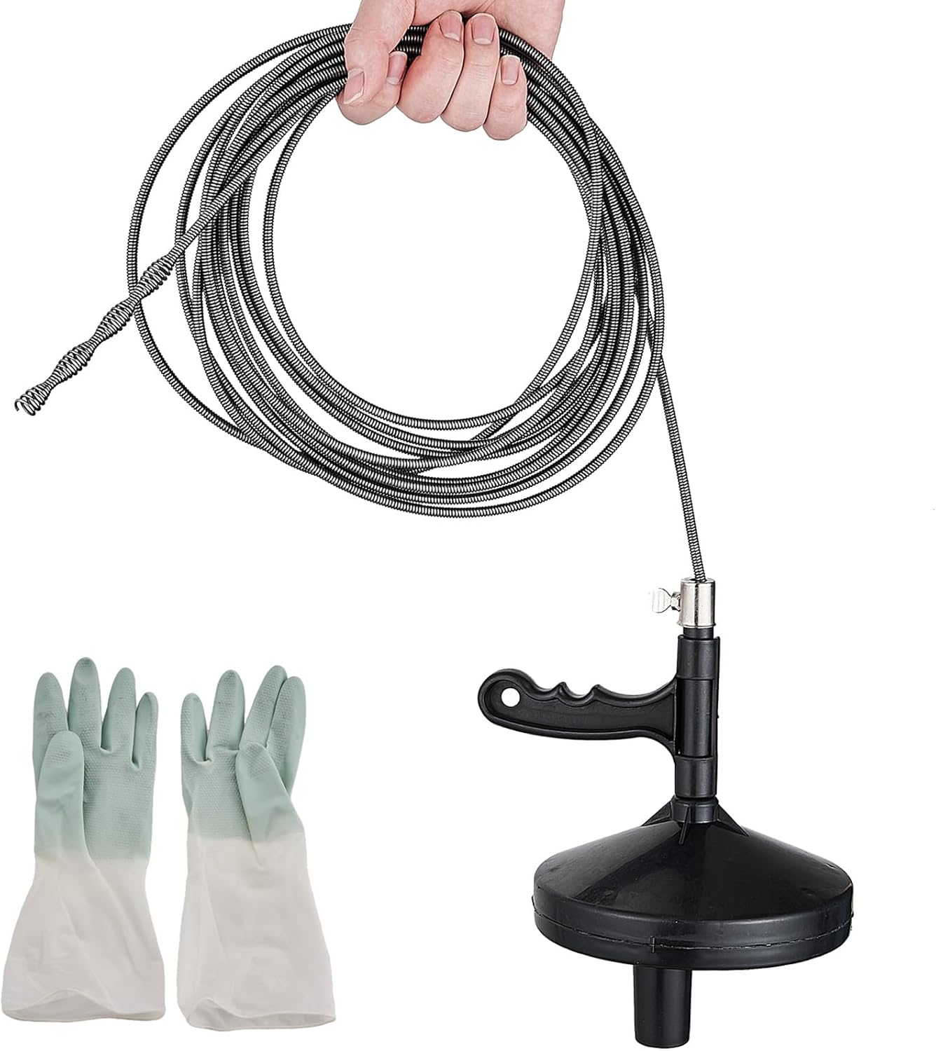 25 Ft Heavy Duty Drain Auger & Plumbing Snake, Sewer Snake for Bathtub, Shower, Sink, Toilet Drain Clog Removal