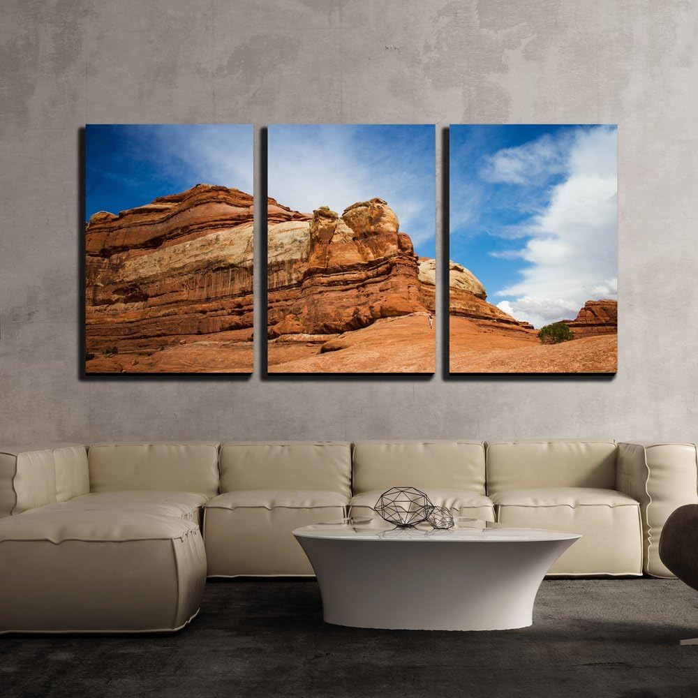 wall26 - 3 Piece Canvas Wall Art - Blue Ocean Waves - Modern Home Art Stretched and Framed Ready to Hang - 16"x24"x3 Panels