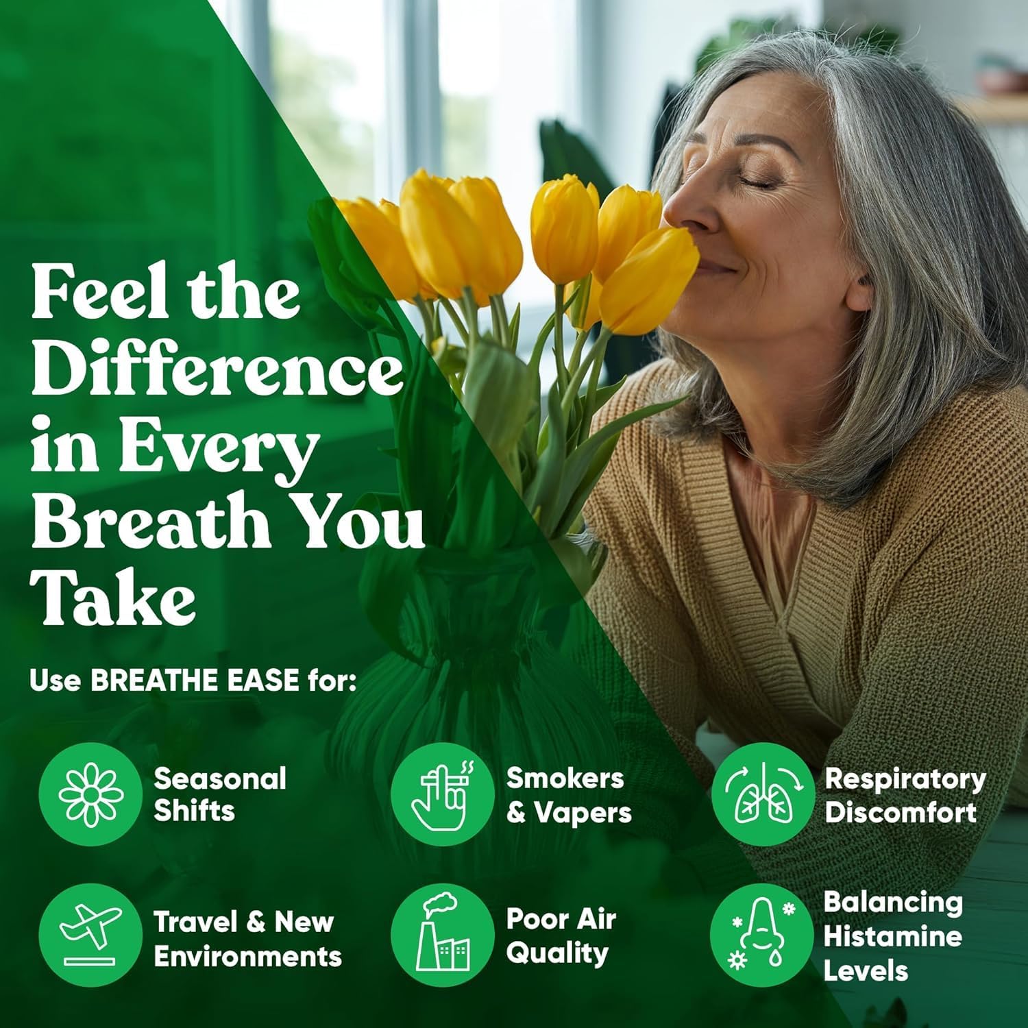 Breathe Inhaler Support Supplement - Sinus, Lungs, Open & Clear Airways - Seasonal Nasal Health, Bronchial Wellness, Healthy Chest - Quercetin, Vitamin D, Bromelain Pills - 60 Vegetarian Soft Capsules