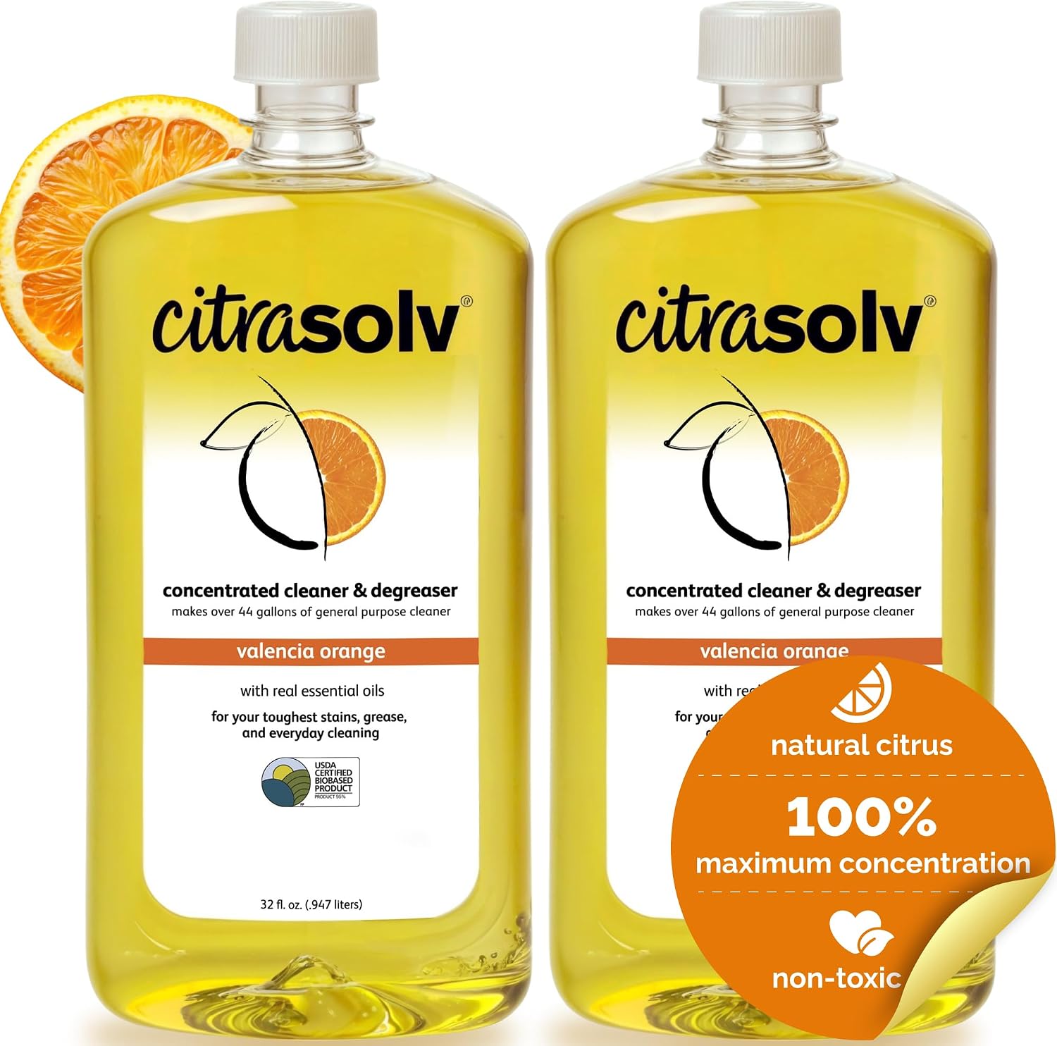 Citra Solv Concentrated Cleaner & Degreaser, Deodorizer, Home & Outdoor, Adhesive Remover, Paint Thinner, Natural Orange Oil, Valencia Orange 8 Fl Oz