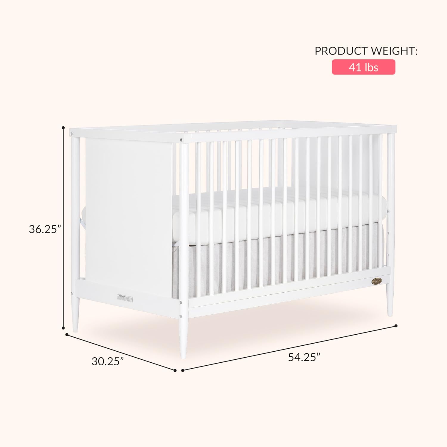 Dream On Me Clover Changing Table with Rounded Spindles in White