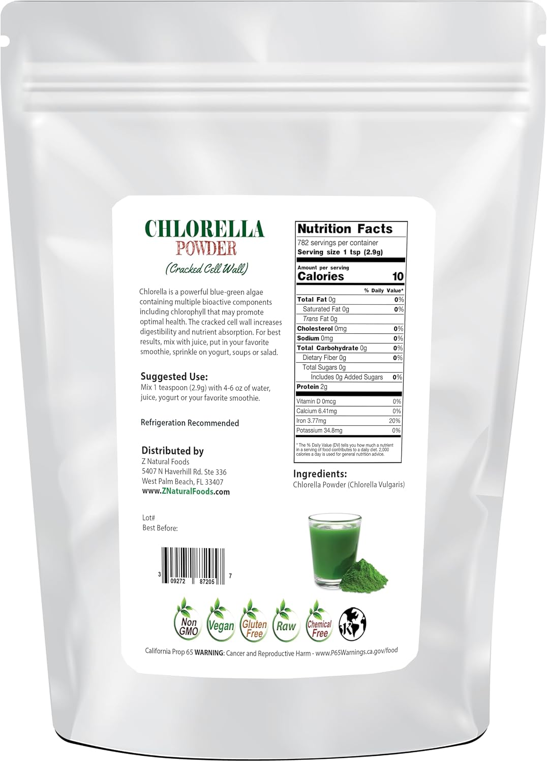 Z Natural Foods Organic Spirulina Powder - 16 oz (Pack of 1) | Organic, Blue-Green Algae Superfood, Spirulina, Raw, Contains Amino Acids, Mixes in Smoothies, Yogurt & Recipes