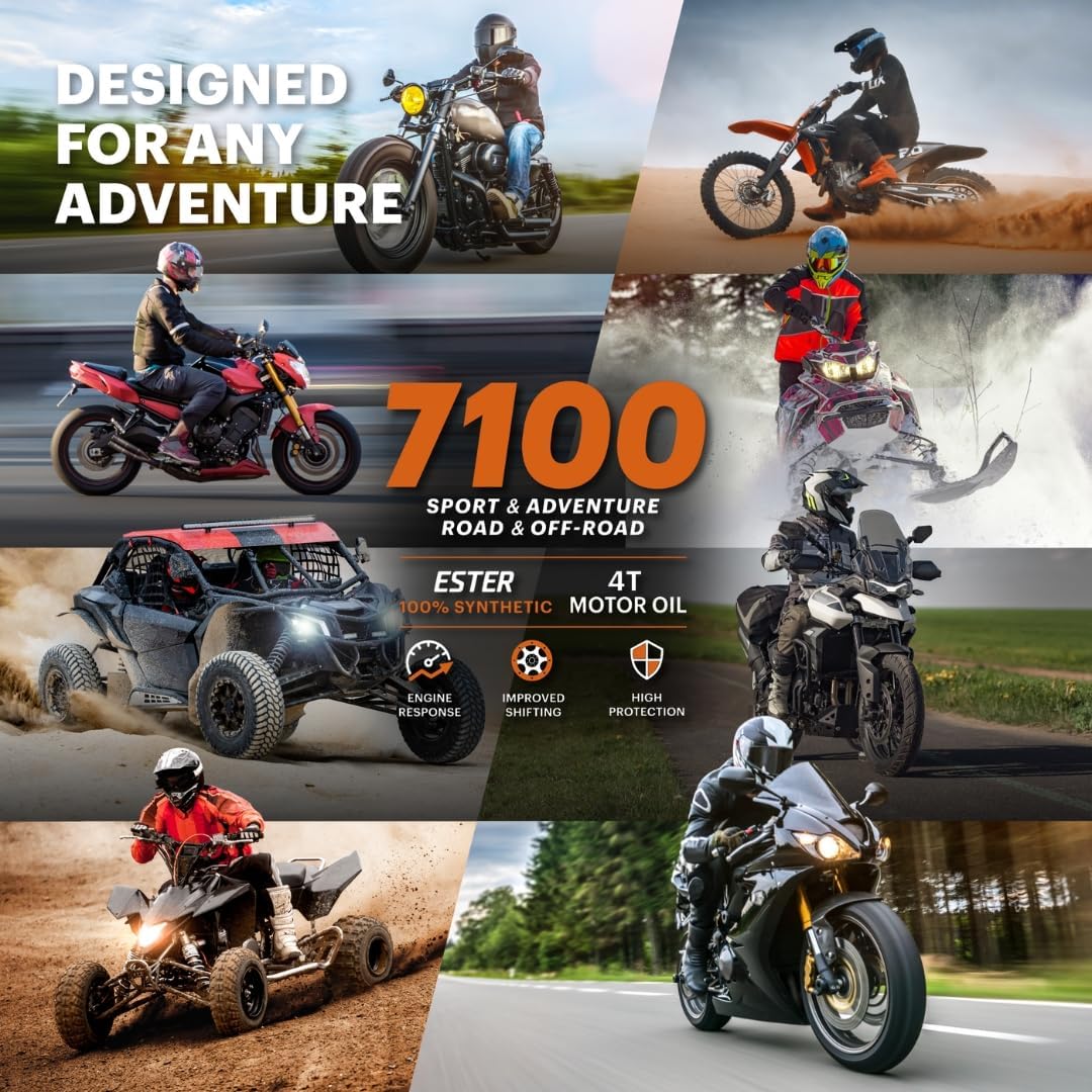 Motul 7100 4T 10W-30 Full Synthetic Motorcycle Oil - Ester Core Technology - API SP JASO MA2 Wet Clutch and DCT Safe - Engine Protection for Honda, Hero, TVS - 4 L