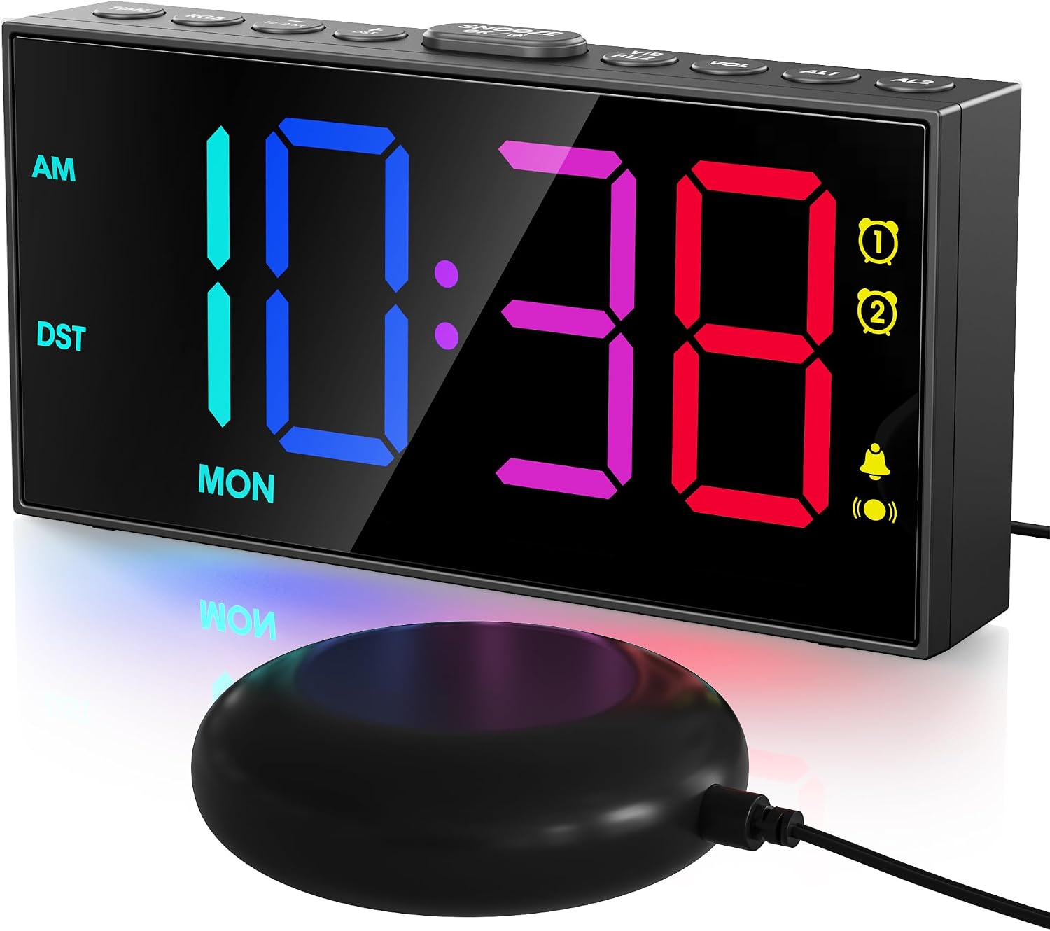 Digital Alarm Clocks for Bedrooms, Dual Alarms, 7.5-Inch Large Display