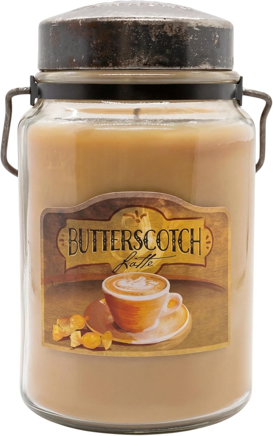 McCall’s Candles | Hot Buttered Rum | 26 oz Scented Candle | USA-Poured | Vintage Rustic Jar with Carrying Handle | Warm Buttery Spiced Rum Fragrance