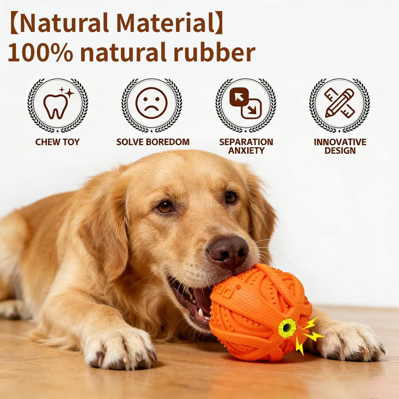 LaRoo Squeaky Dog Ball Toy,Durable Natural Rubber Squeaker Ball Throwing Training,Teeth Cleaning Chew Toy for Pet Medium and Large Dogs (3.5In Green)