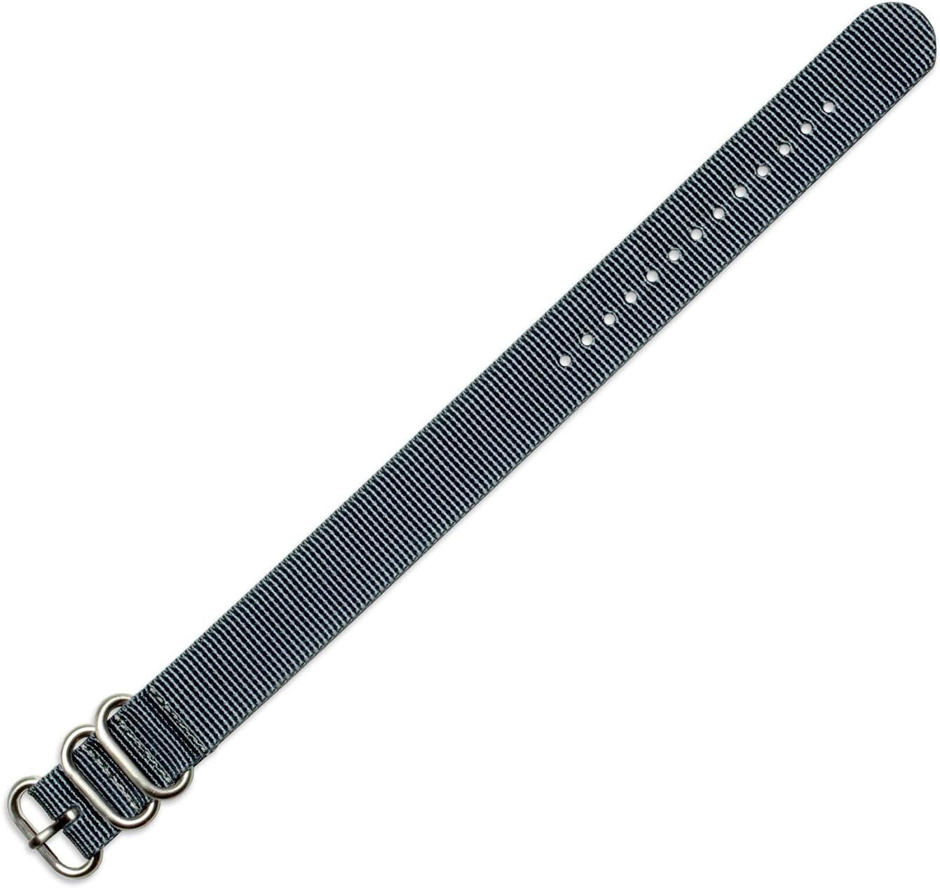 Military Ballistic Nylon Watch Band With Silver Tone Buckle-Choice of Color (Black, Brown, Olive, Black/Grey, Orange, Grey) & Width (18mm, 20mm, 22mm, 24mm, 26mm)