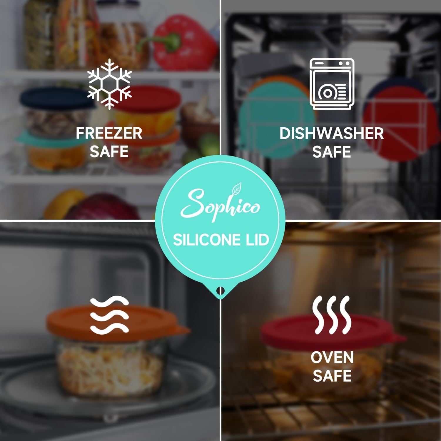 SOPHICO 4 Cup Silicone Lids Replacement for Pyrex & Anchor Hocking 7201-PC