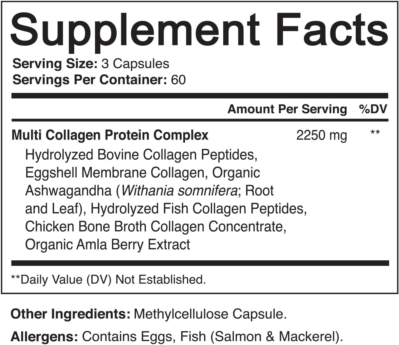 NutriFlair Multi Collagen Peptides 2250mg - Type I, II, III, V, X - Collagen Supplements Complex Powder Pills for Women and Men - Hydrolyzed Protein