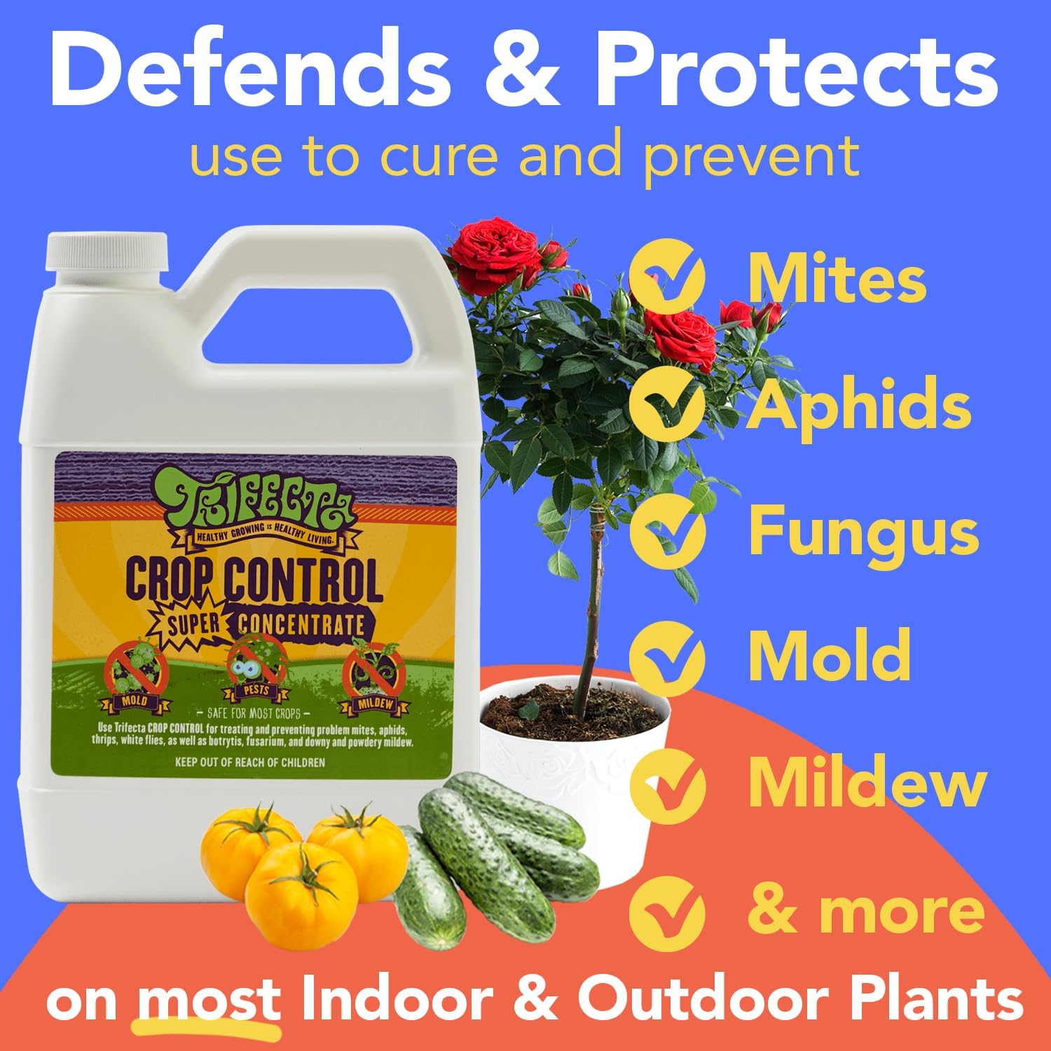 Trifecta Crop Control Super Concentrate | 4 oz | All-in-One Pesticide, Fungicide, Miticide And Insecticide | For Spider Mites, Mildew, Mold And Botrytis