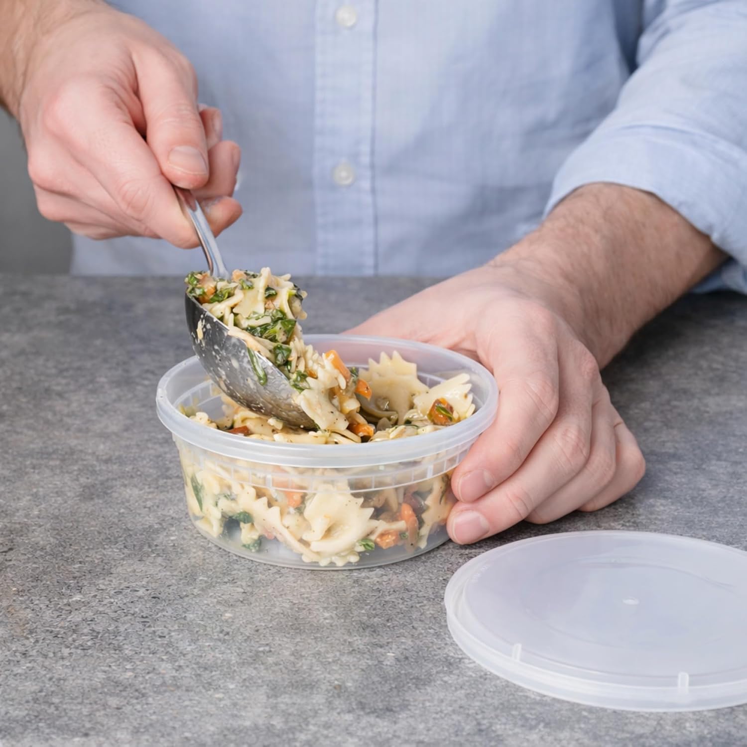 32 oz [20-Pack] Microwavable Plastic Deli Food Storage Containers with Lids